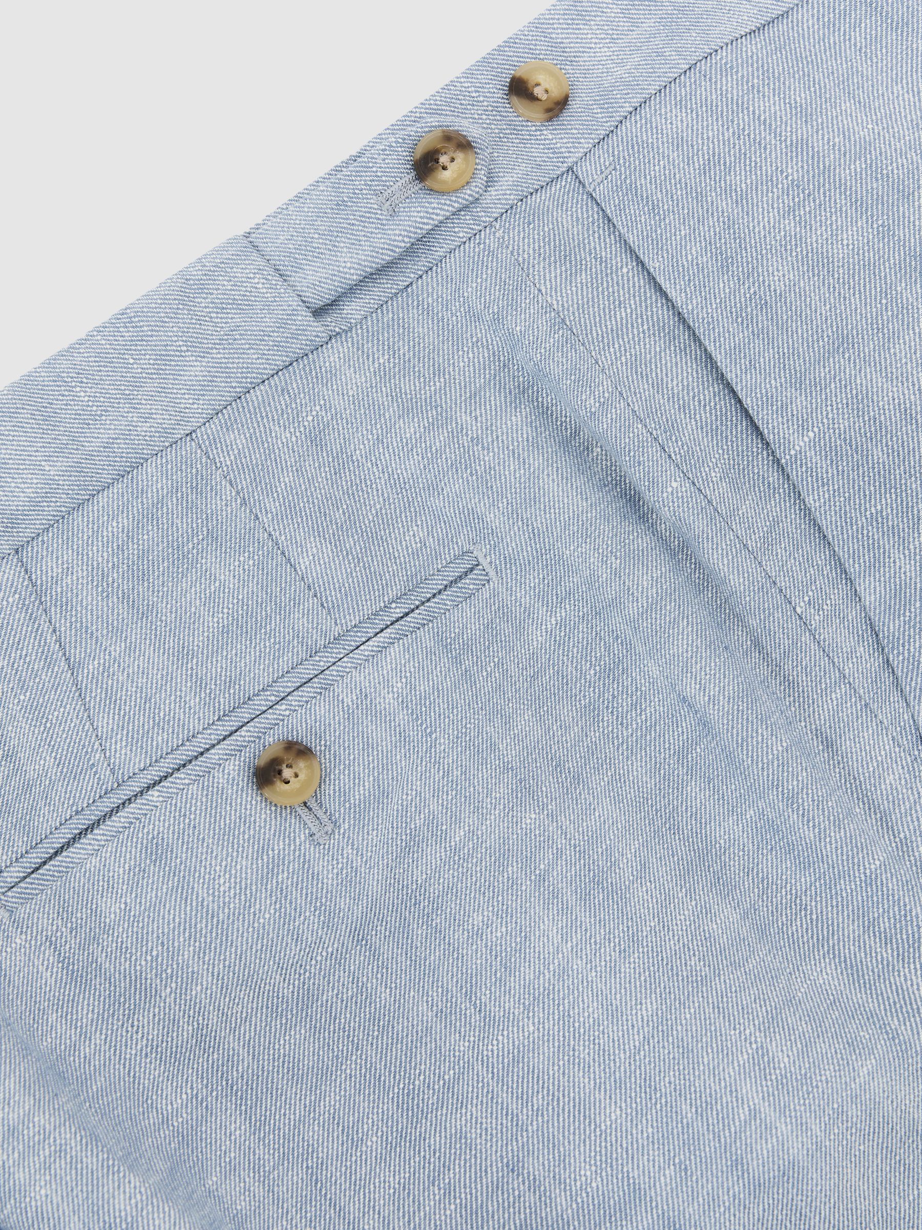 Tailored Fit Linen-Twill Suit Trousers in Soft Blue - image 3