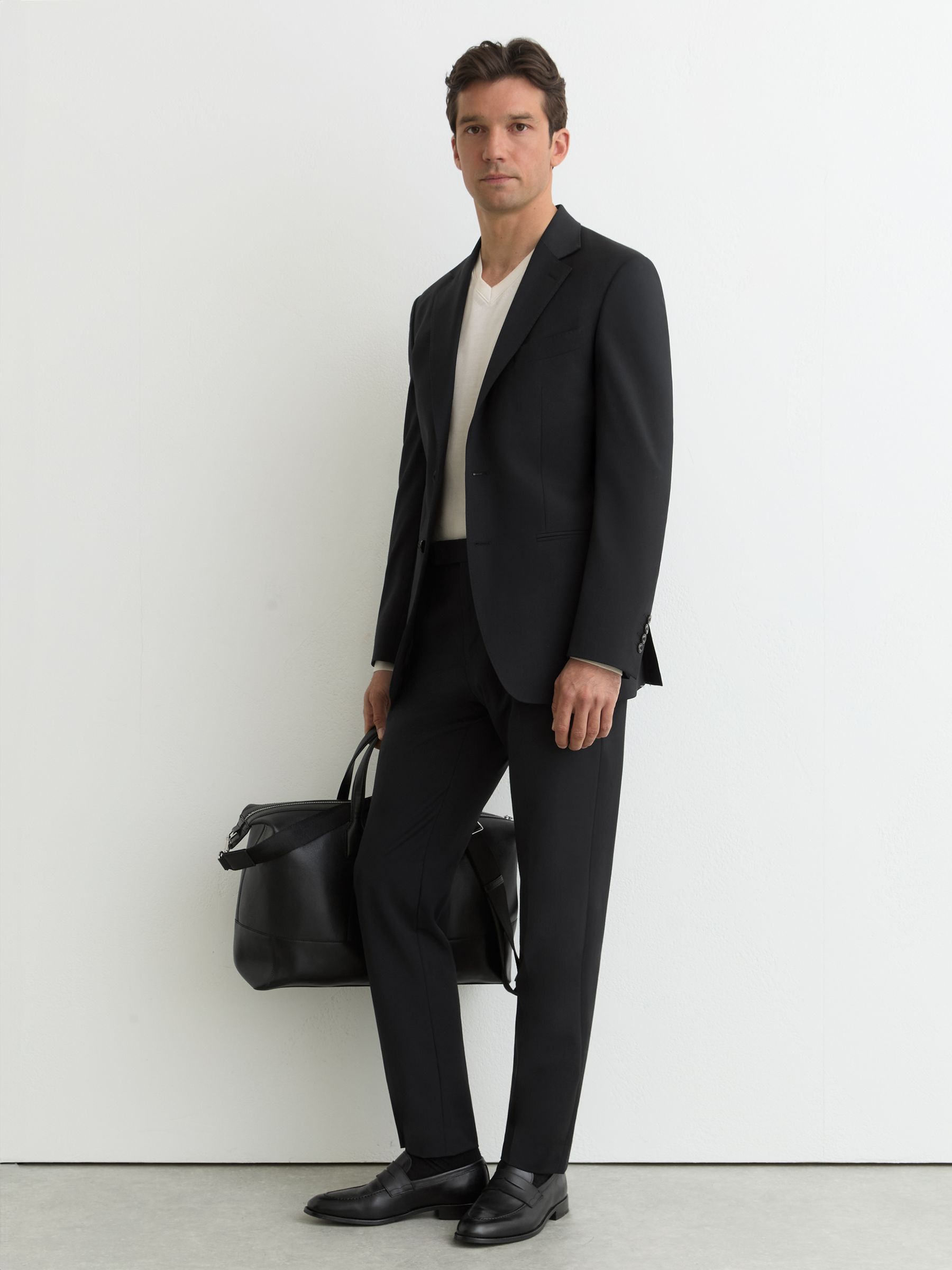 Wool-Blend Classic-Fit Suit Trousers in Black - Image 1 of 6