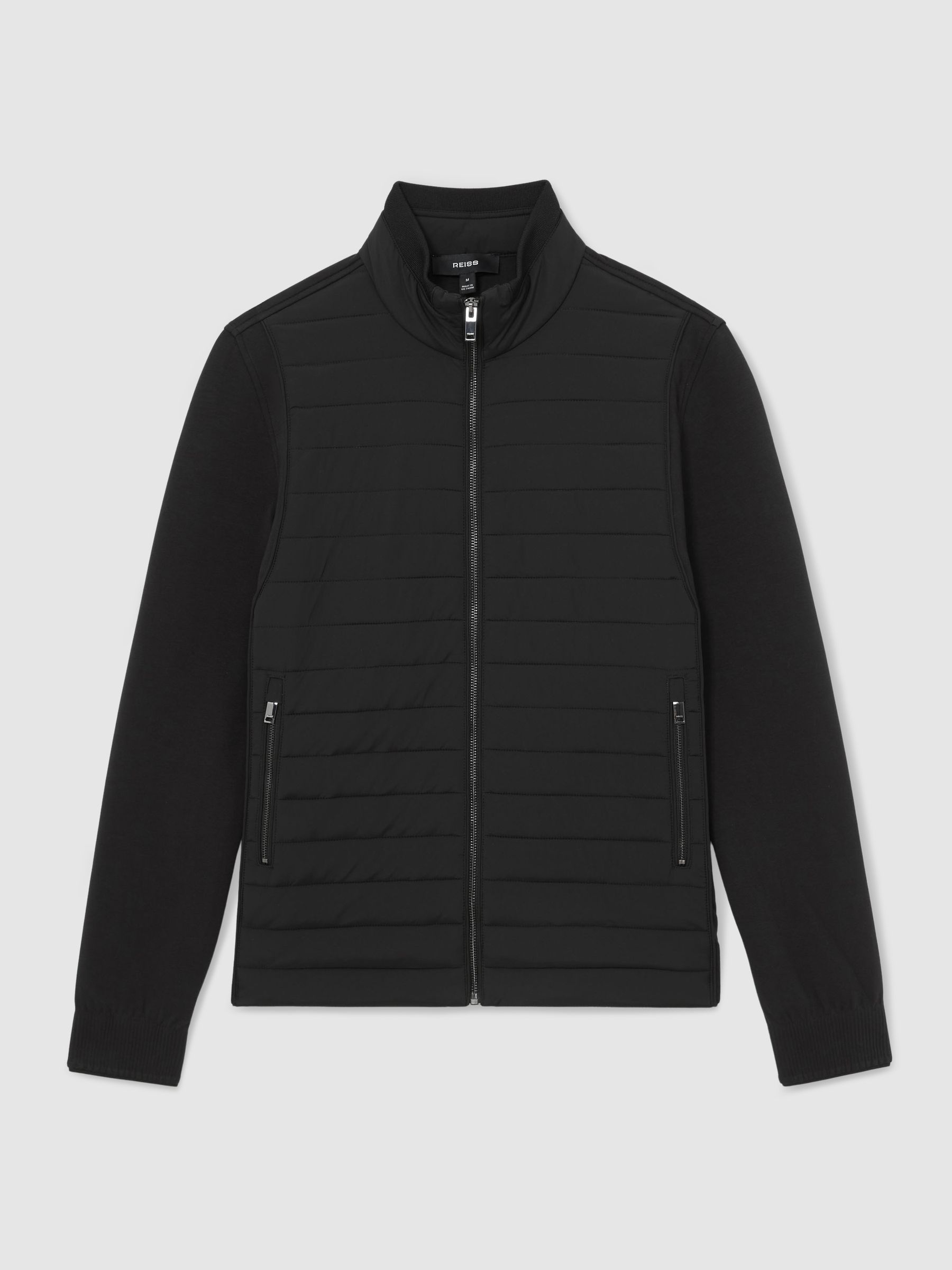 Hybrid Interlock-Jersey Quilted Jacket in Black - Image 2 of 6