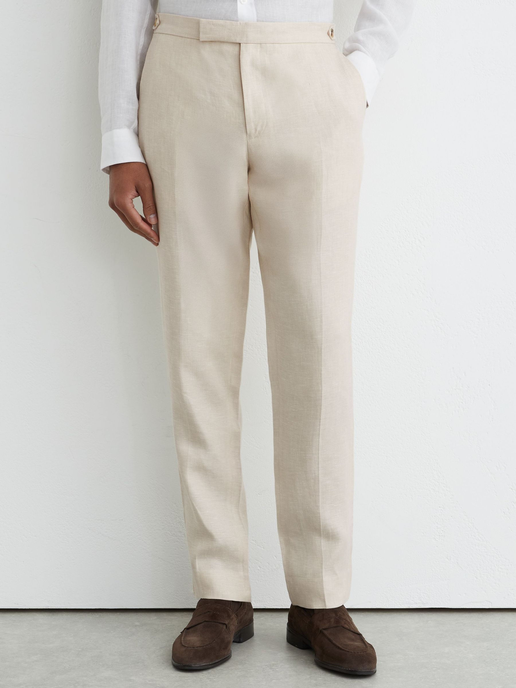 Linen-Twill Tailored-Fit Suit Trousers in Stone - Image 3 of 6