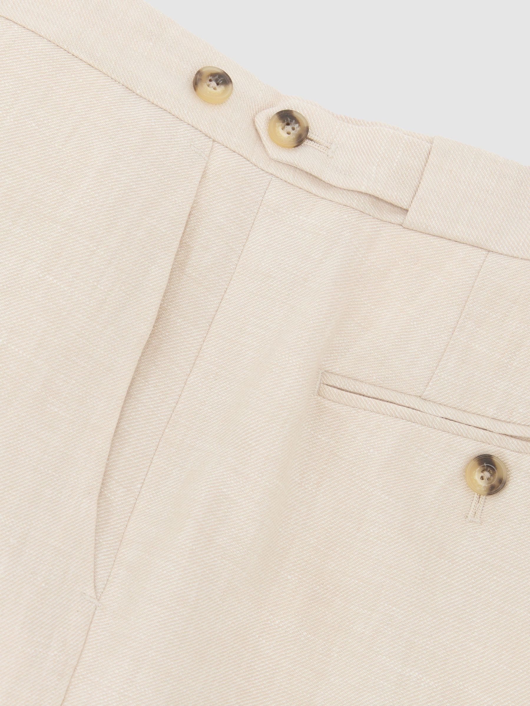 Tailored Fit Linen-Twill Suit Trousers in Stone - image 3