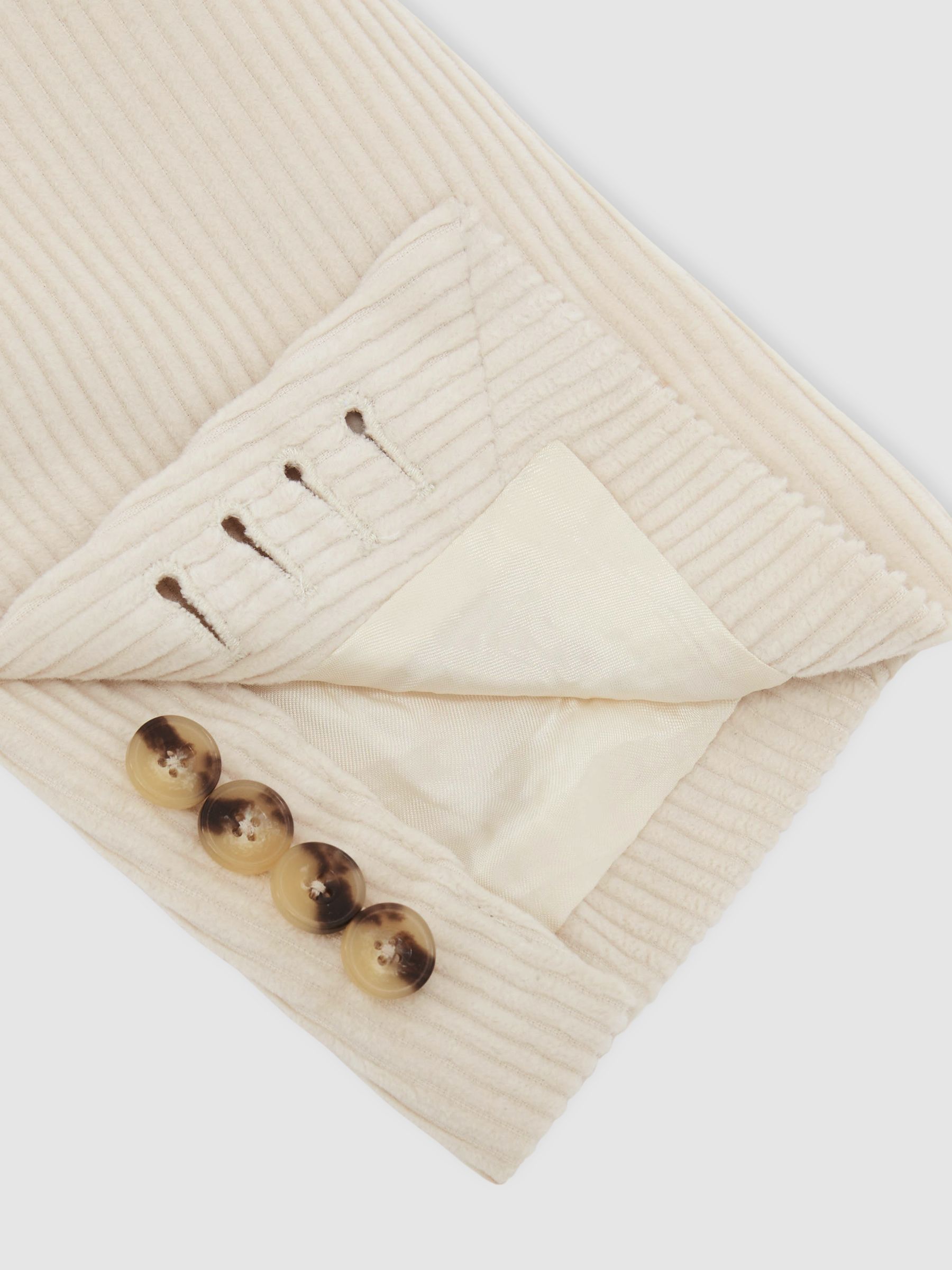 Corduroy Single-Breasted Tailored-Fit Blazer in Off White - Image 8 de 9