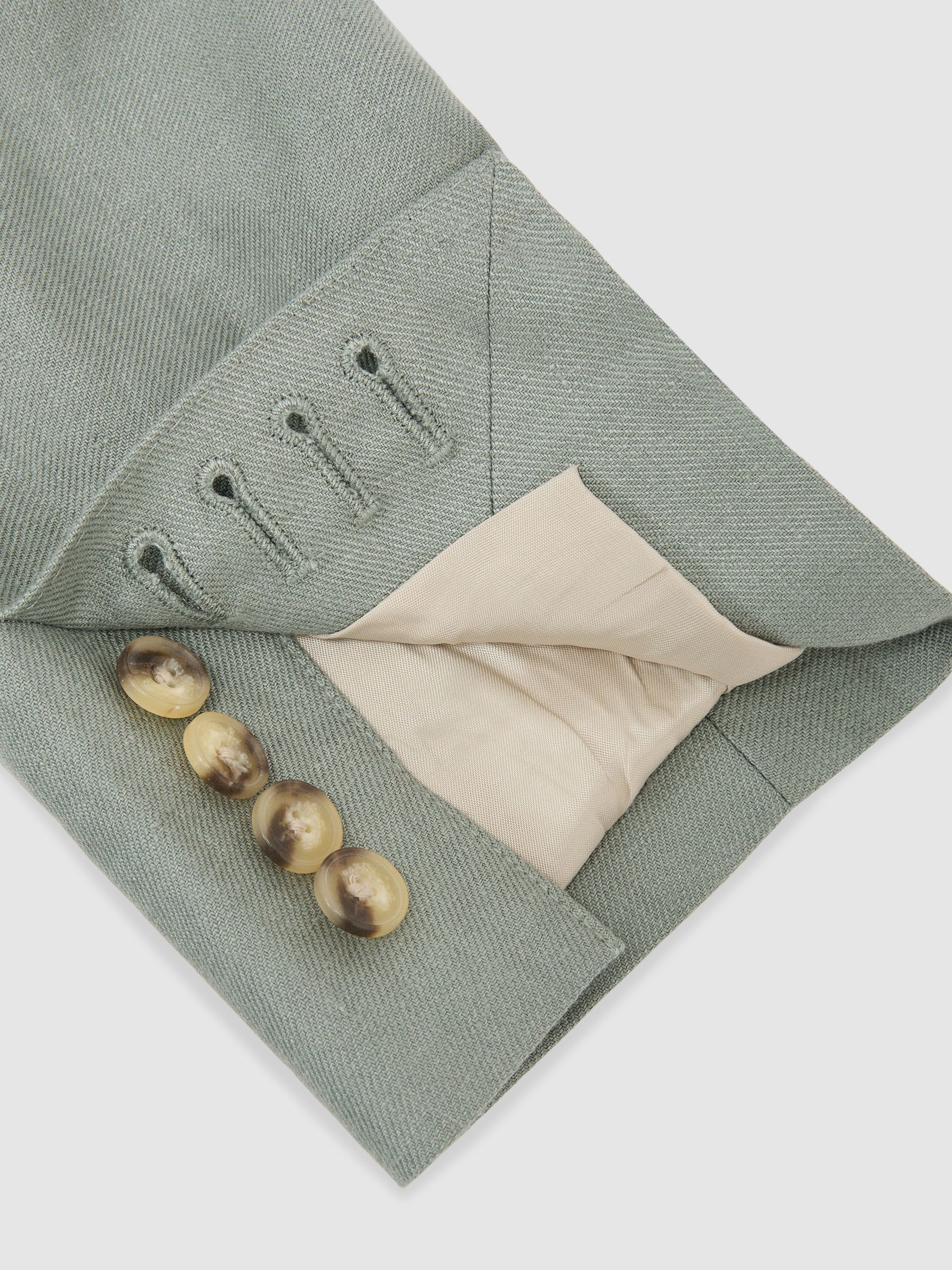Linen-Twill Double-Breasted Blazer Tailored-Fit in Sage - Image 8 of 9