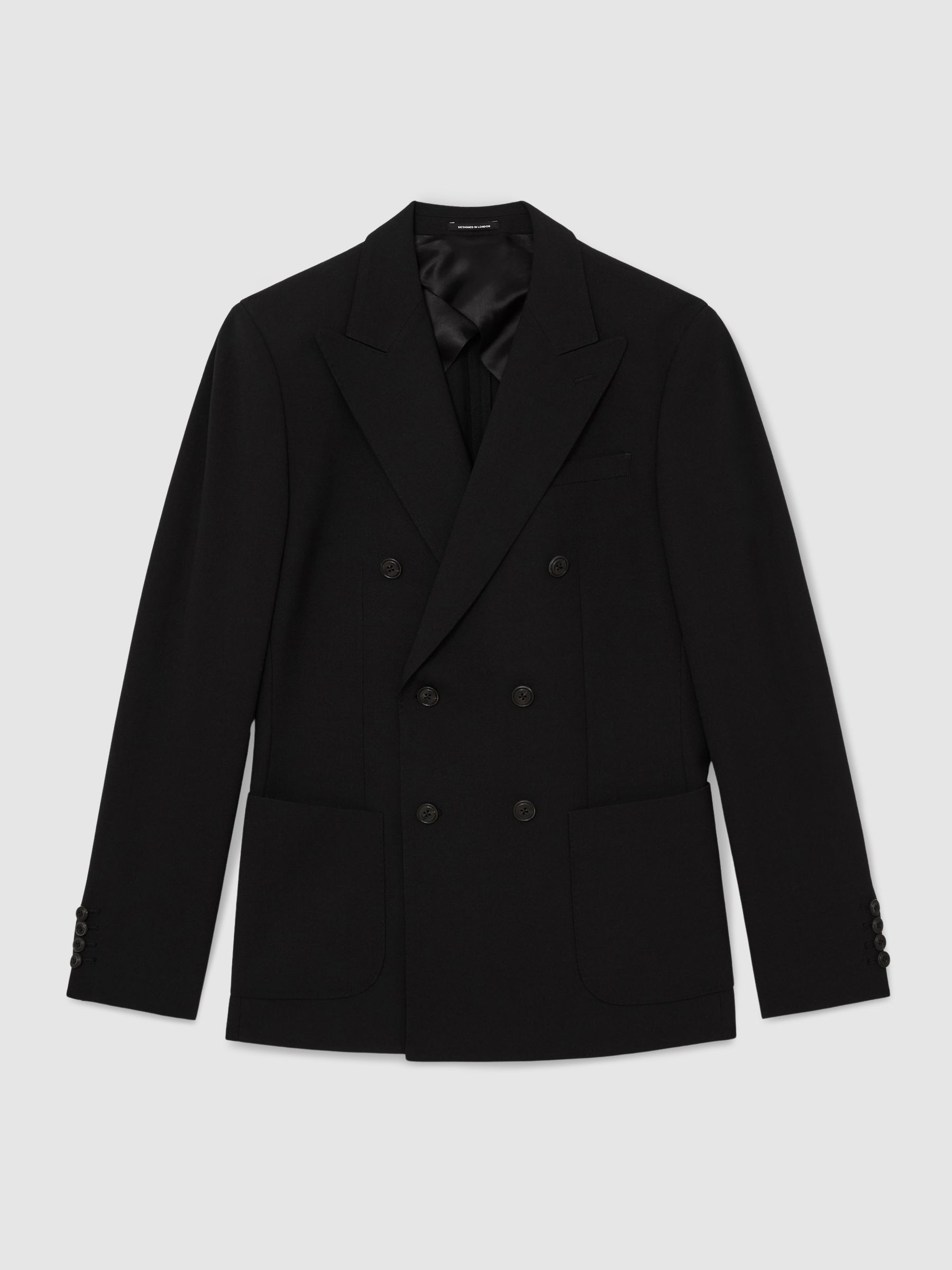 Double-Breasted Suit Jacket Tailored-Fit with Wool in Black - Image 2 of 9