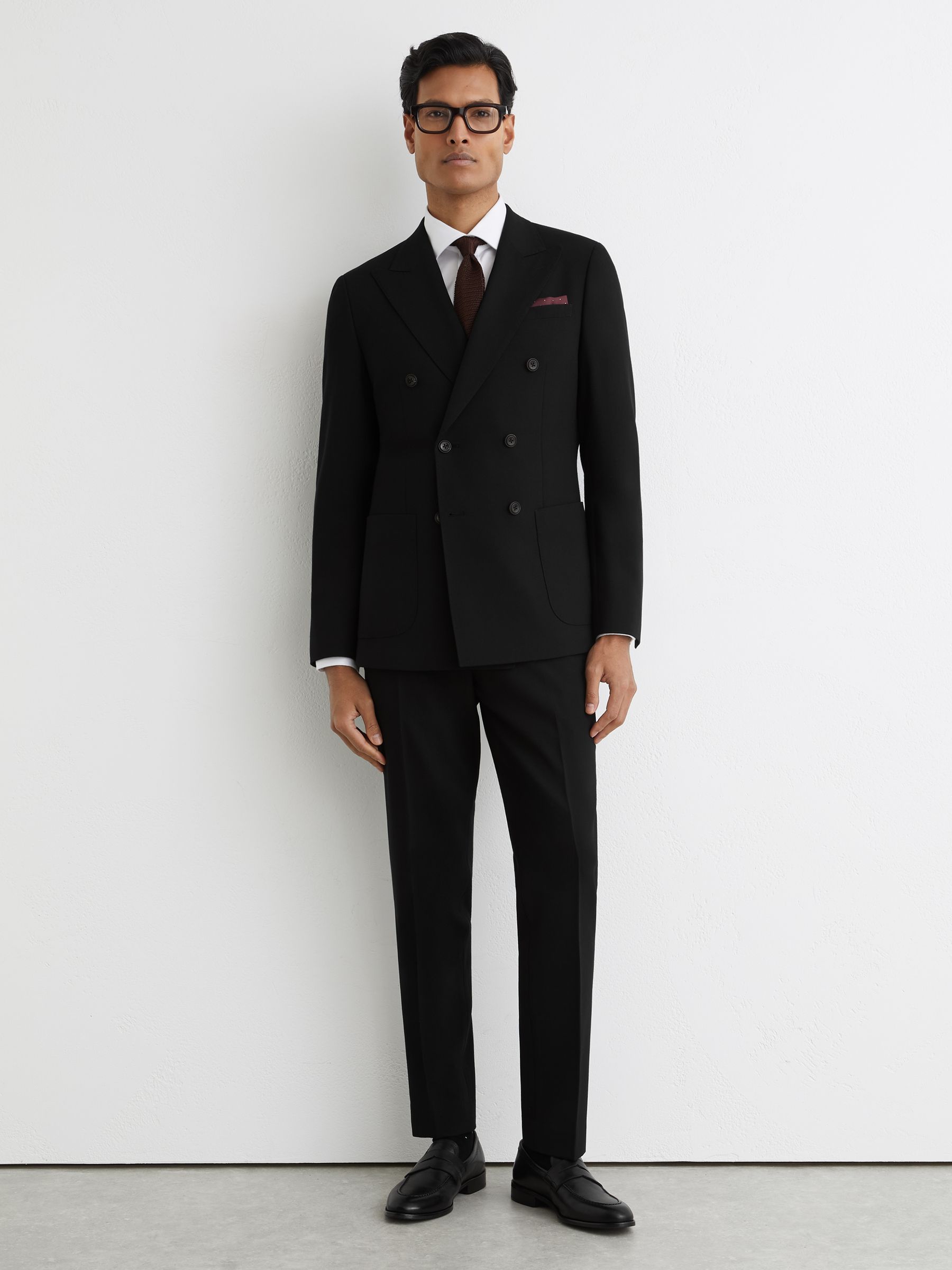 Double-Breasted Suit Jacket Tailored-Fit with Wool in Black - Image 3 of 9