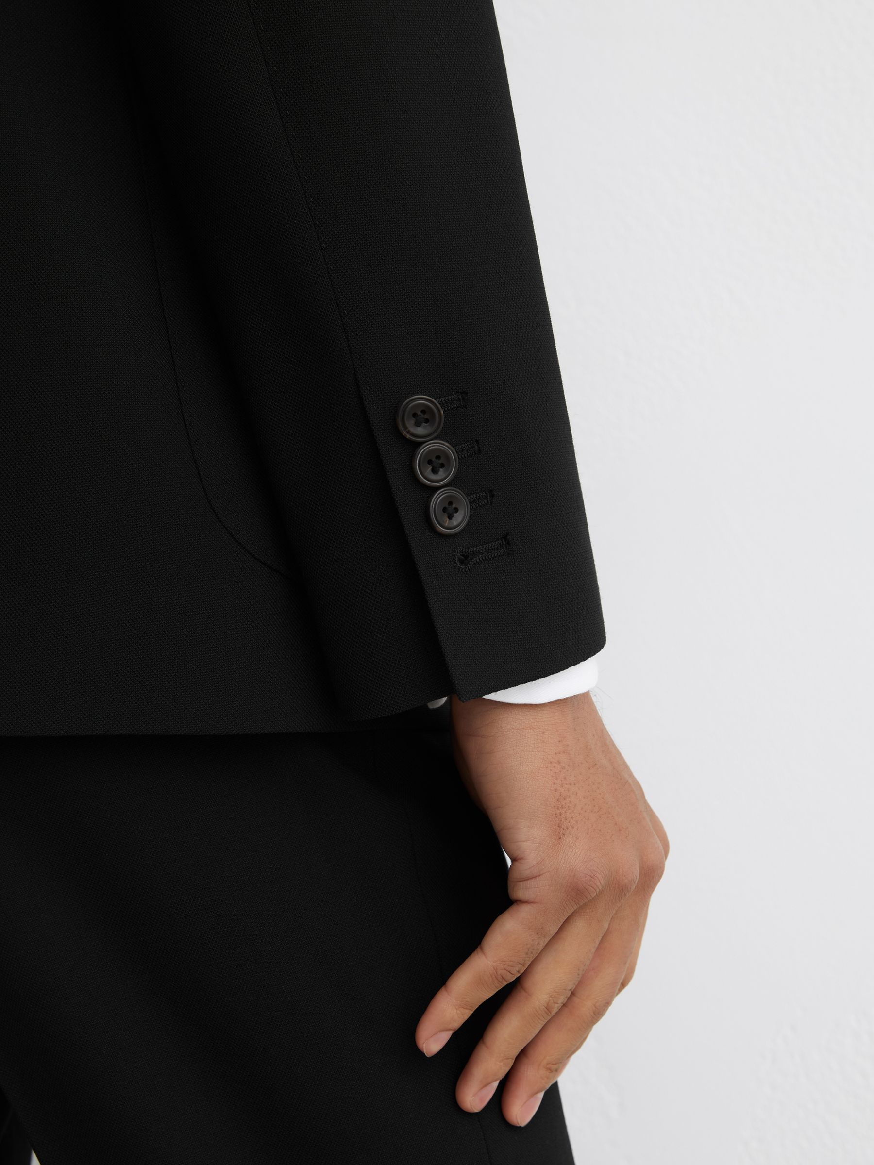 Double-Breasted Suit Jacket Tailored-Fit with Wool in Black - Image 6 of 9