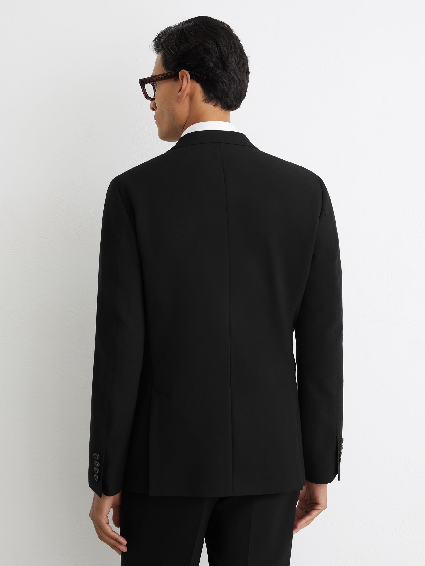 Tailored Fit Double-Breasted Suit Jacket with Wool in Black - image 5