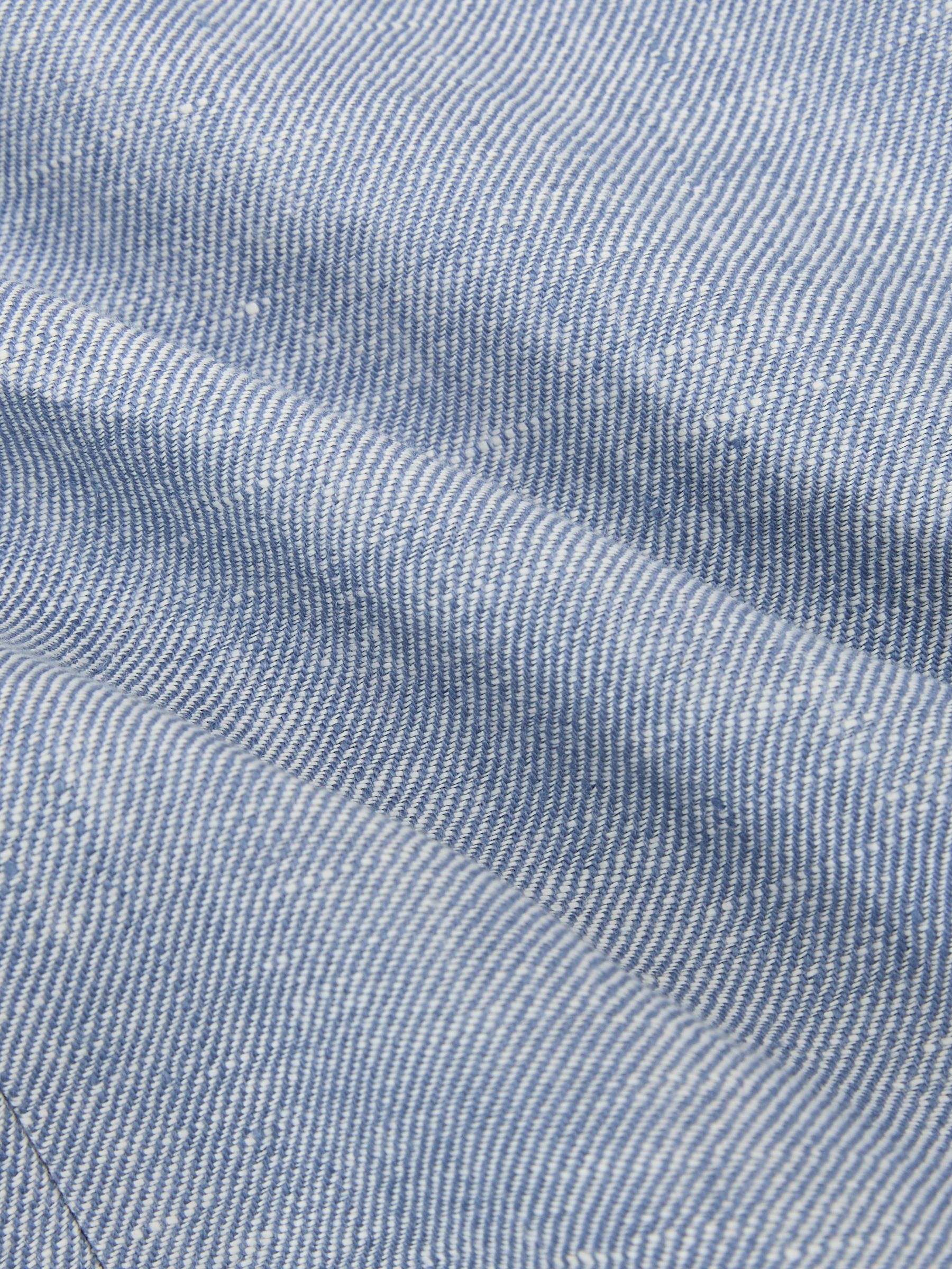 Linen-Twill Double-Breasted Tailored-Fit Blazer in Soft Blue - Image 8 of 8