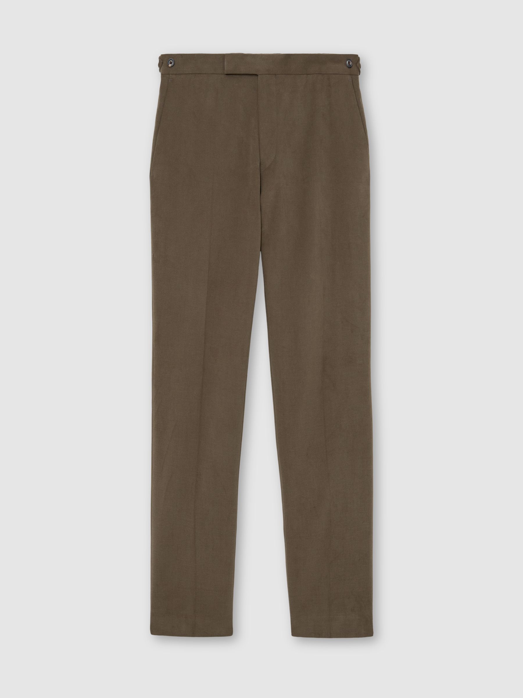 Brushed Twill Tailored-Fit Trousers in Taupe Brown - image 1