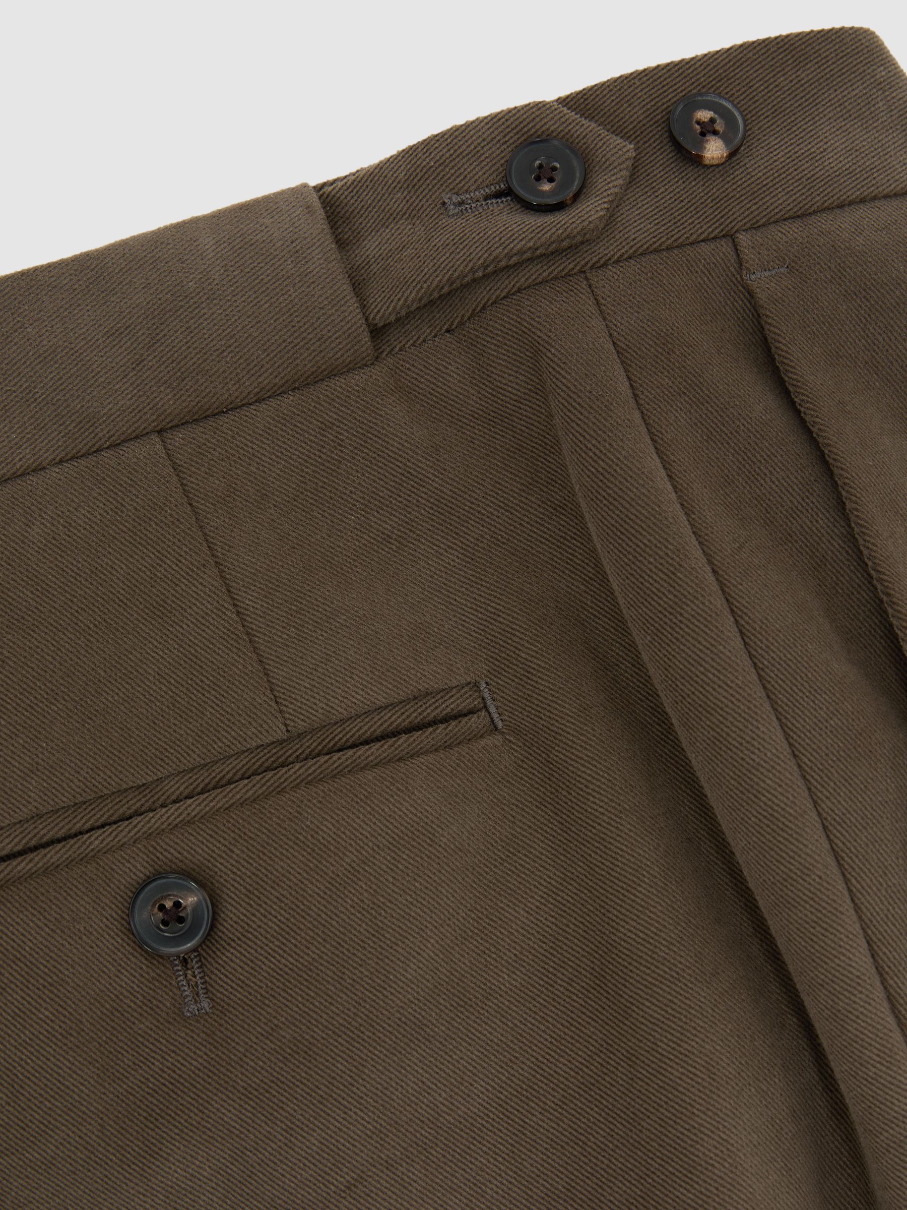 Brushed Twill Tailored-Fit Trousers in Taupe Brown - image 3