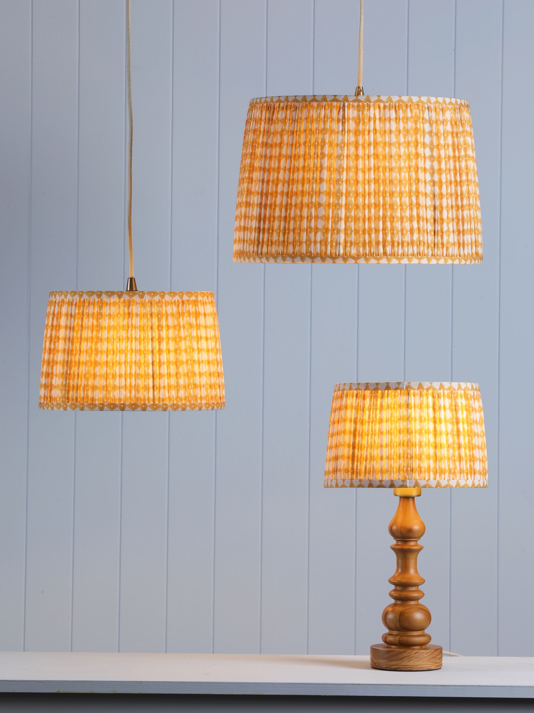 Yellow Folly Pleated Cotton Easyfit Lamp Shade - Image 1 of 7