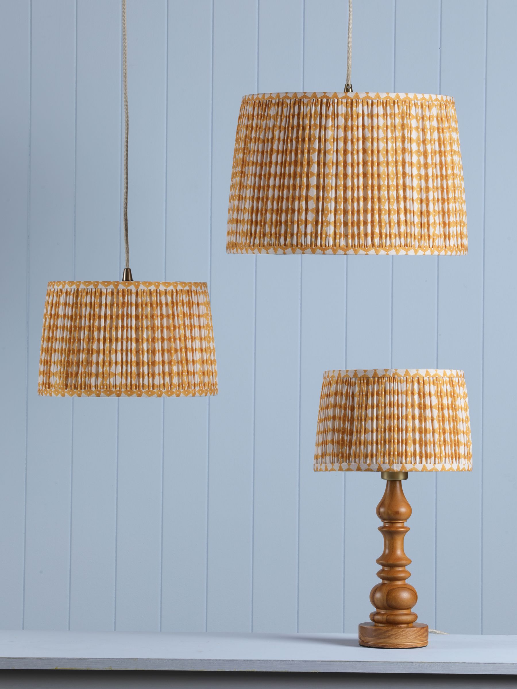 Yellow Folly Pleated Cotton Easyfit Lamp Shade - Image 2 of 7