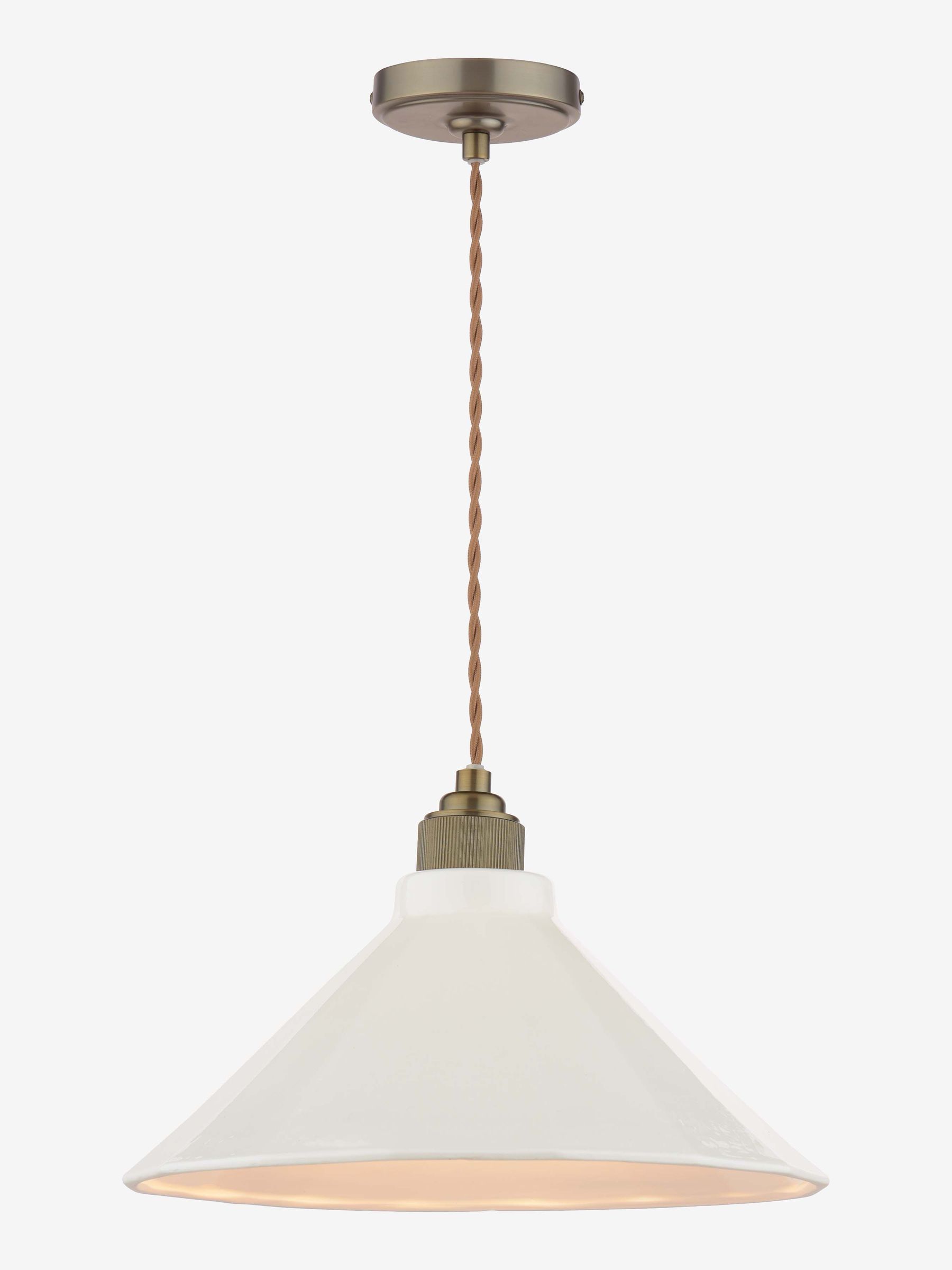 Off White Lynton 1 Light Pendant Ceiling Light - Image 3 of 6