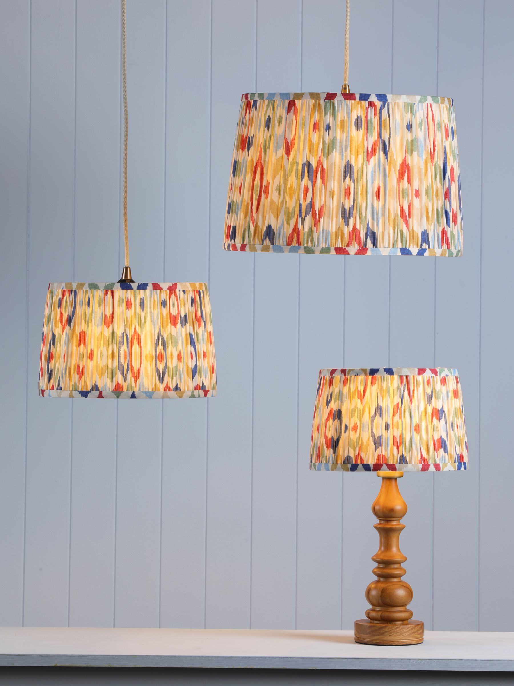 Multi Folly Pleated Cotton Easyfit Lamp Shade - Image 1 of 7