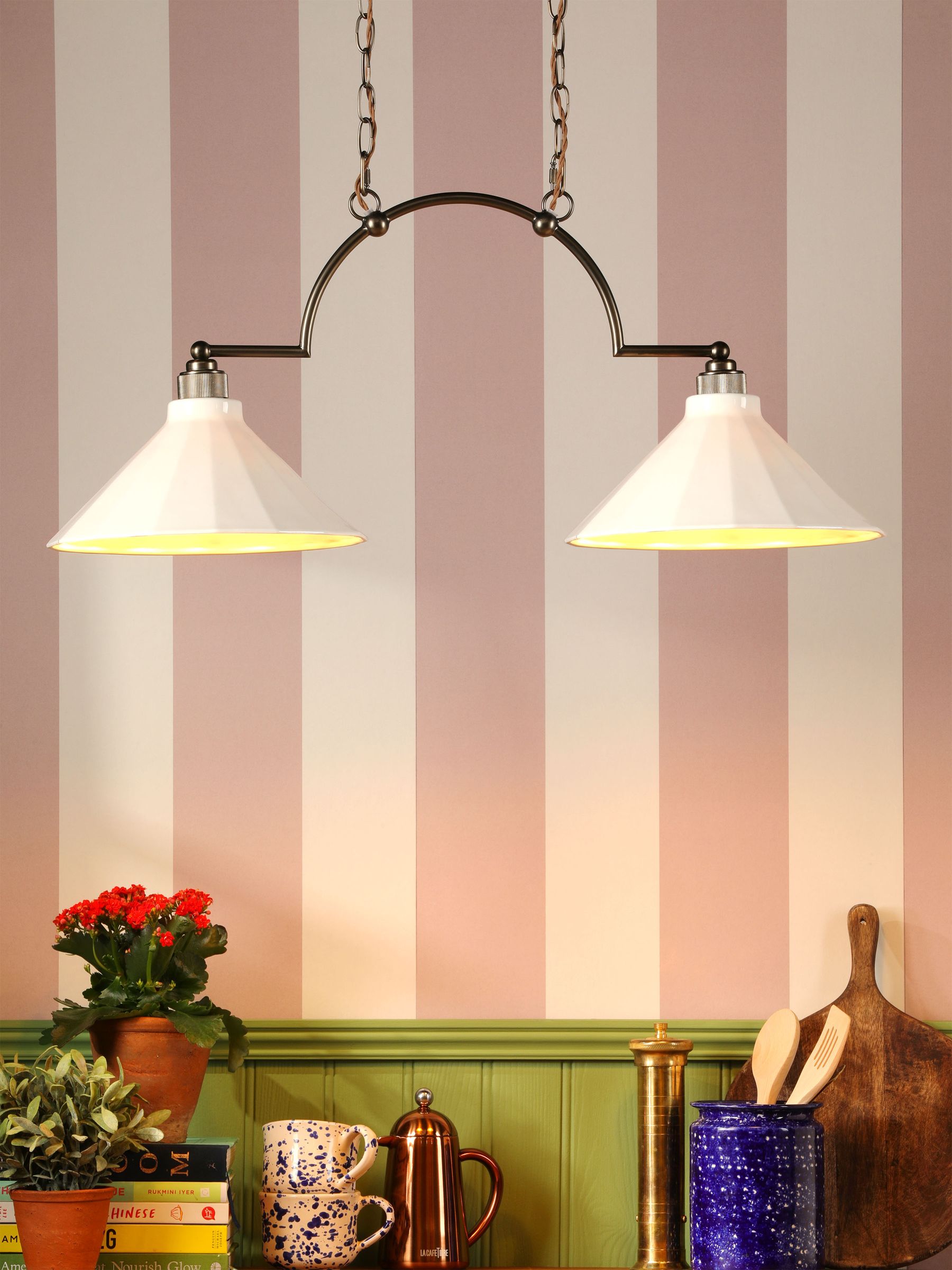 Off White Lynton 2 Light Pendant Ceiling Light - Image 1 of 6