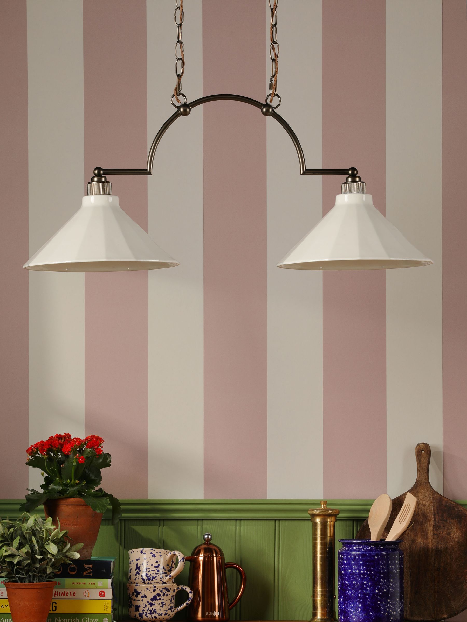 Off White Lynton 2 Light Pendant Ceiling Light - Image 2 of 6