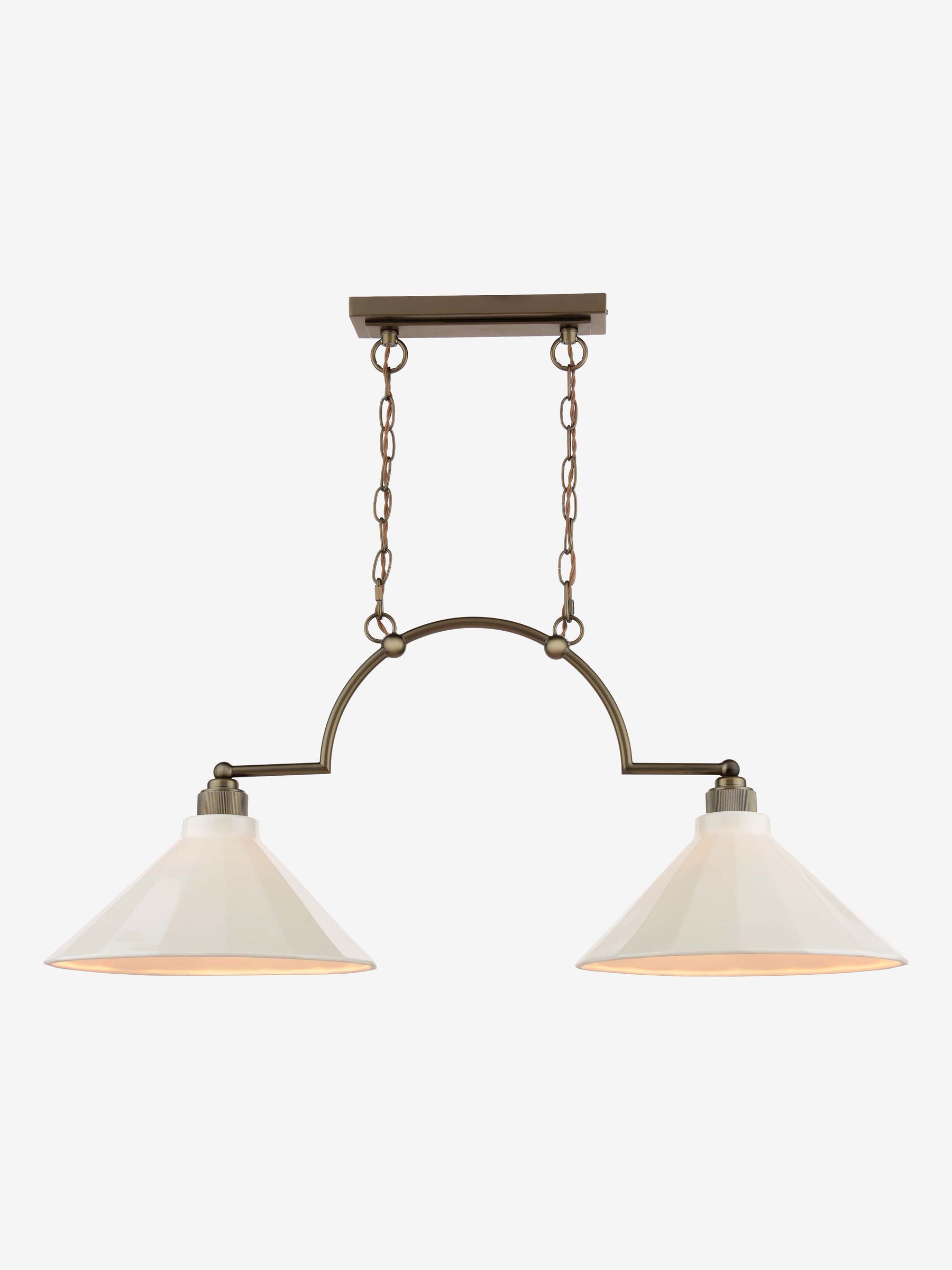 Off White Lynton 2 Light Pendant Ceiling Light - Image 3 of 6