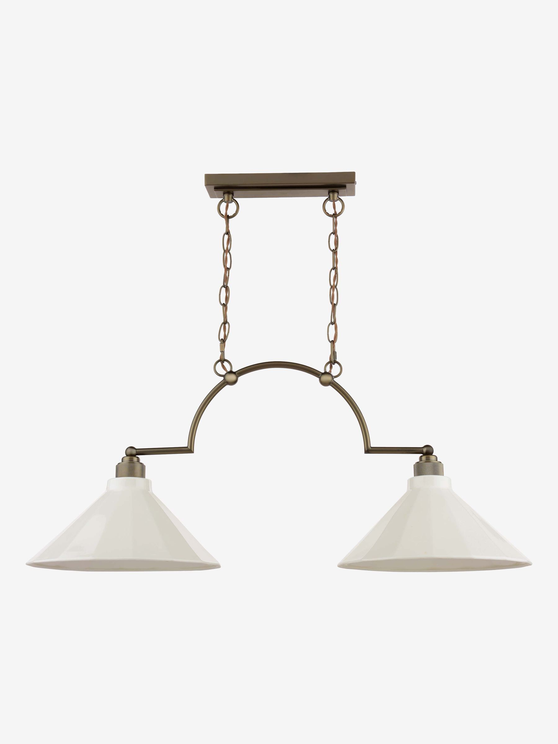 Off White Lynton 2 Light Pendant Ceiling Light - Image 4 of 6