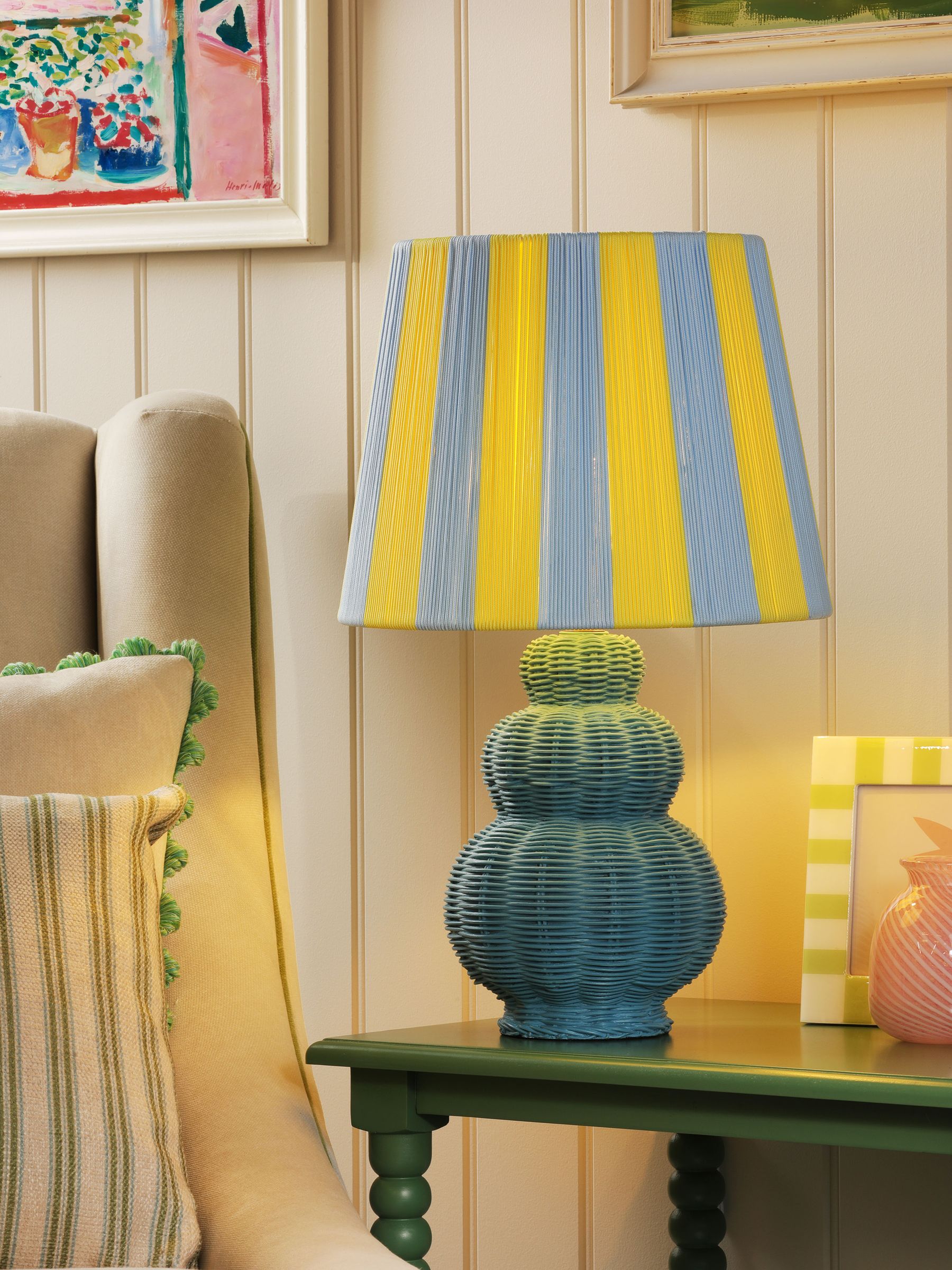 Blue  Yellow Whitby Table Lamp - Image 1 of 6