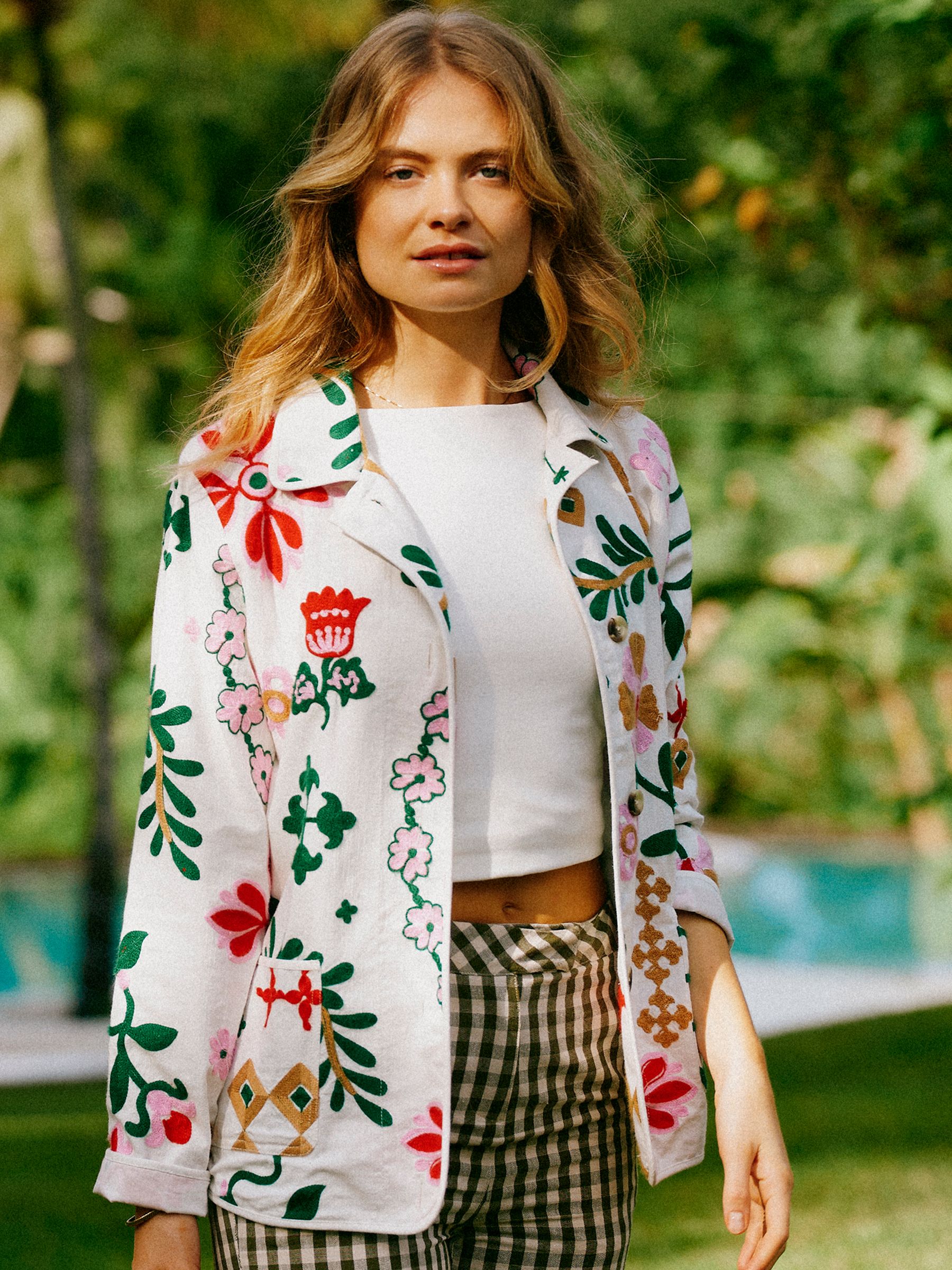 Multi/White Embroidered Item Jacket - Image 1 of 12