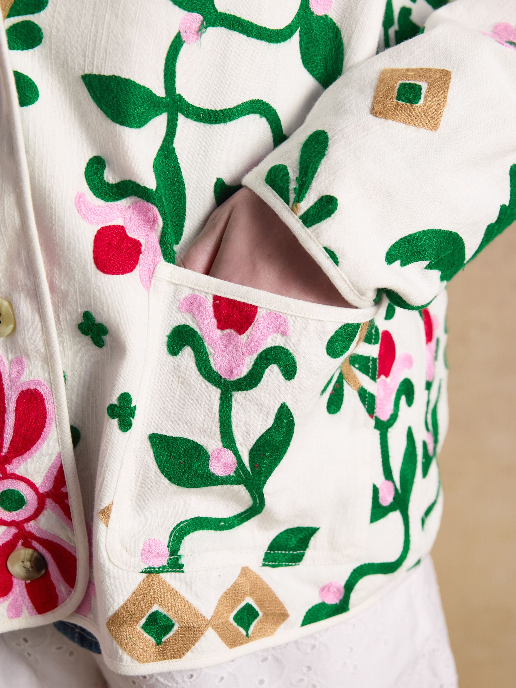 Multi/White Embroidered Item Jacket - Image 10 of 12