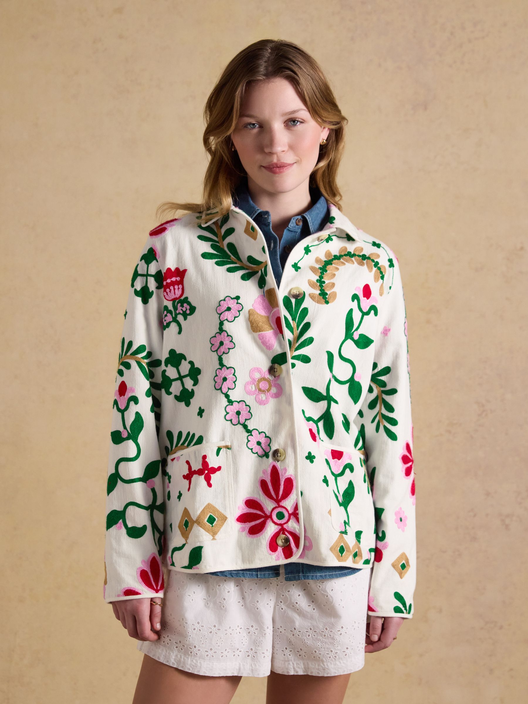 Multi/White Embroidered Item Jacket - Image 5 of 12