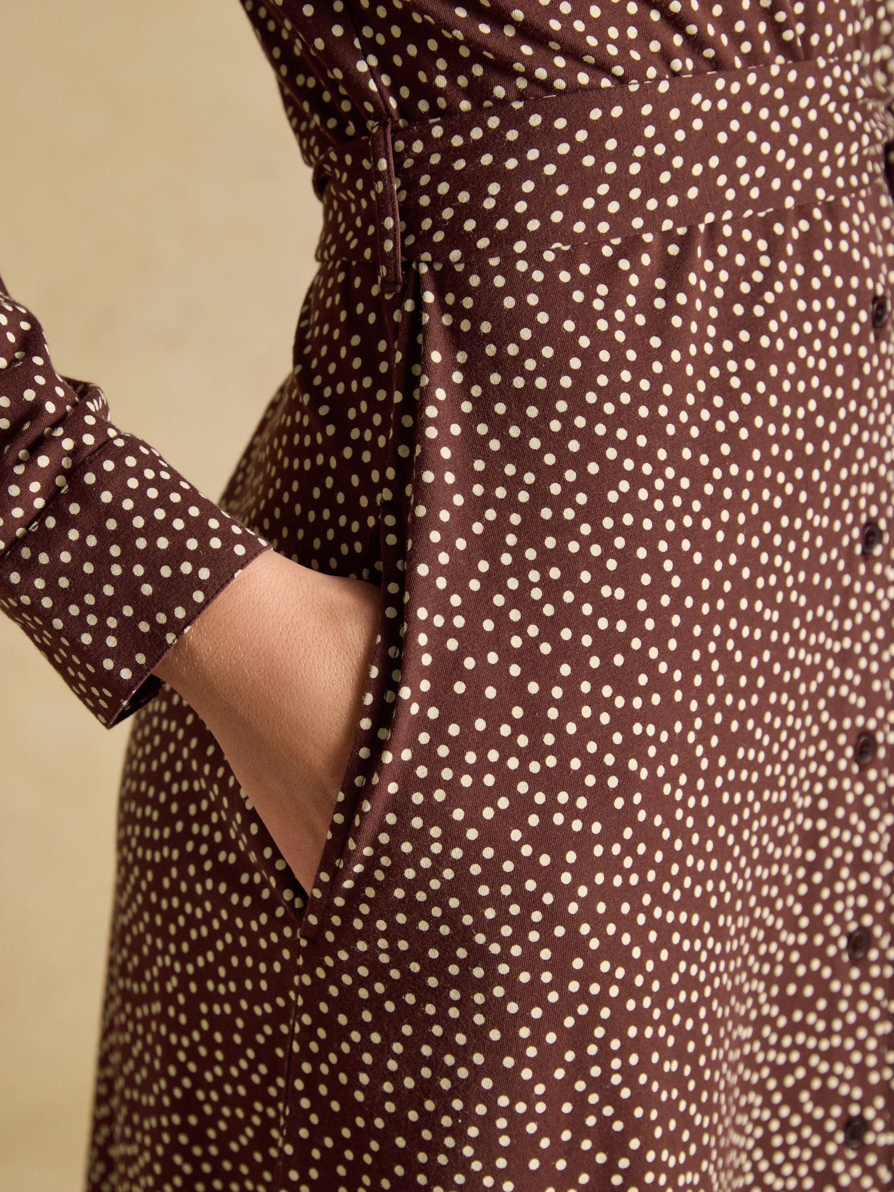 Theodora Brown Spot Jersey Shirt Dress - Image 5 of 6