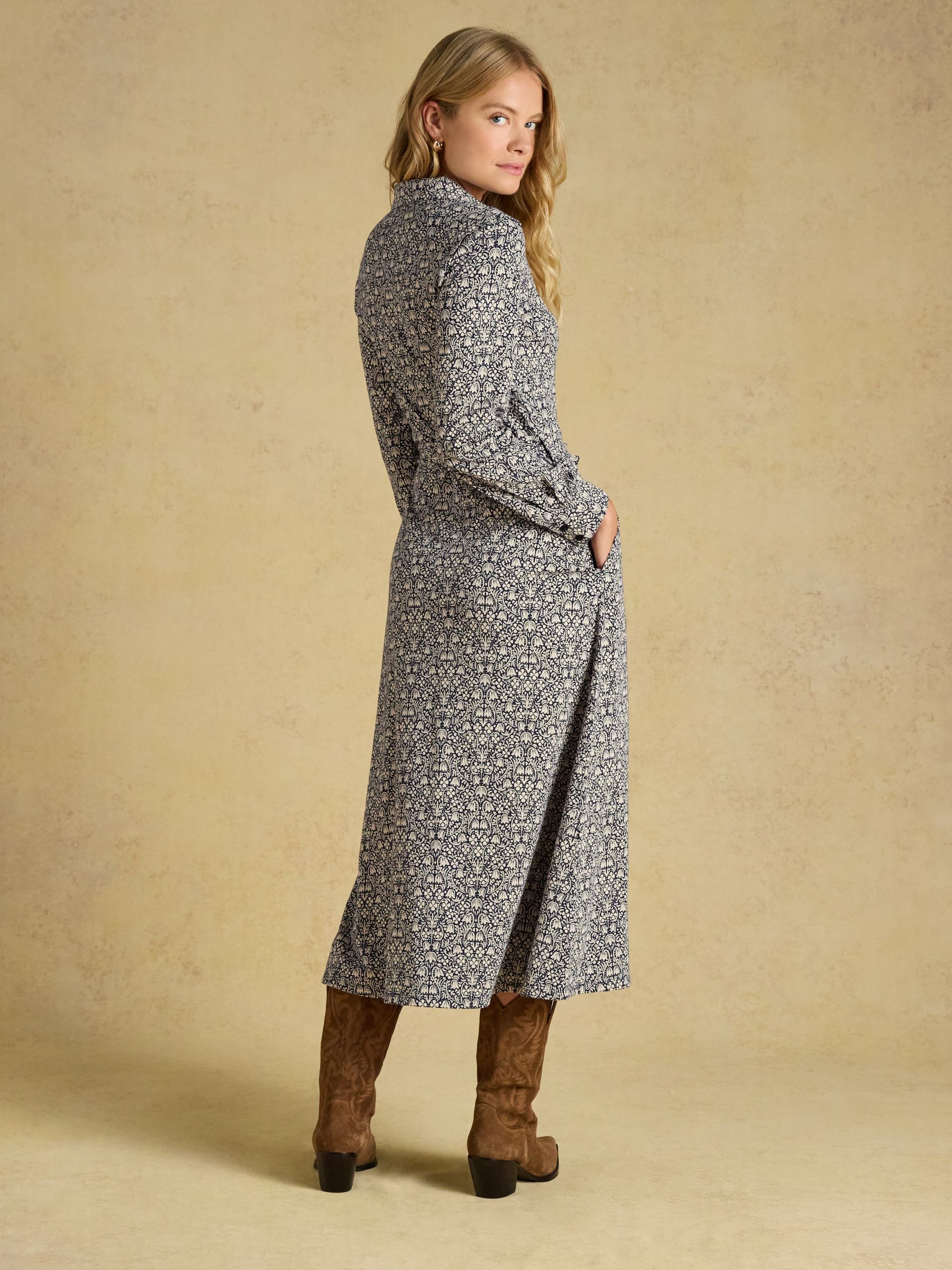 Theodora Navy Jersey Shirt Dress - Image 2 of 6