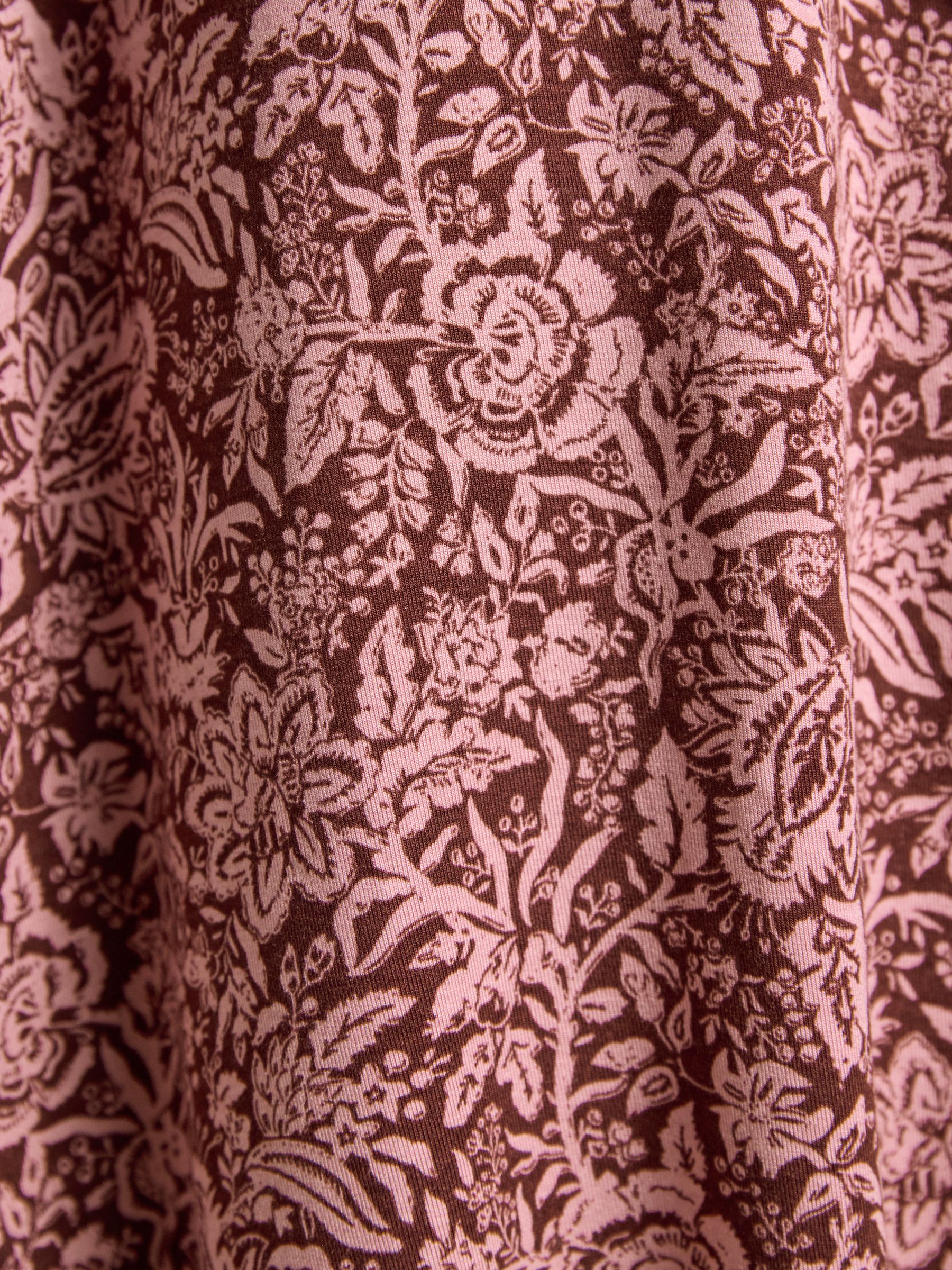 Mina Brown Jersey V Neck Ruched Waist Midi Dress - Image 4 of 8