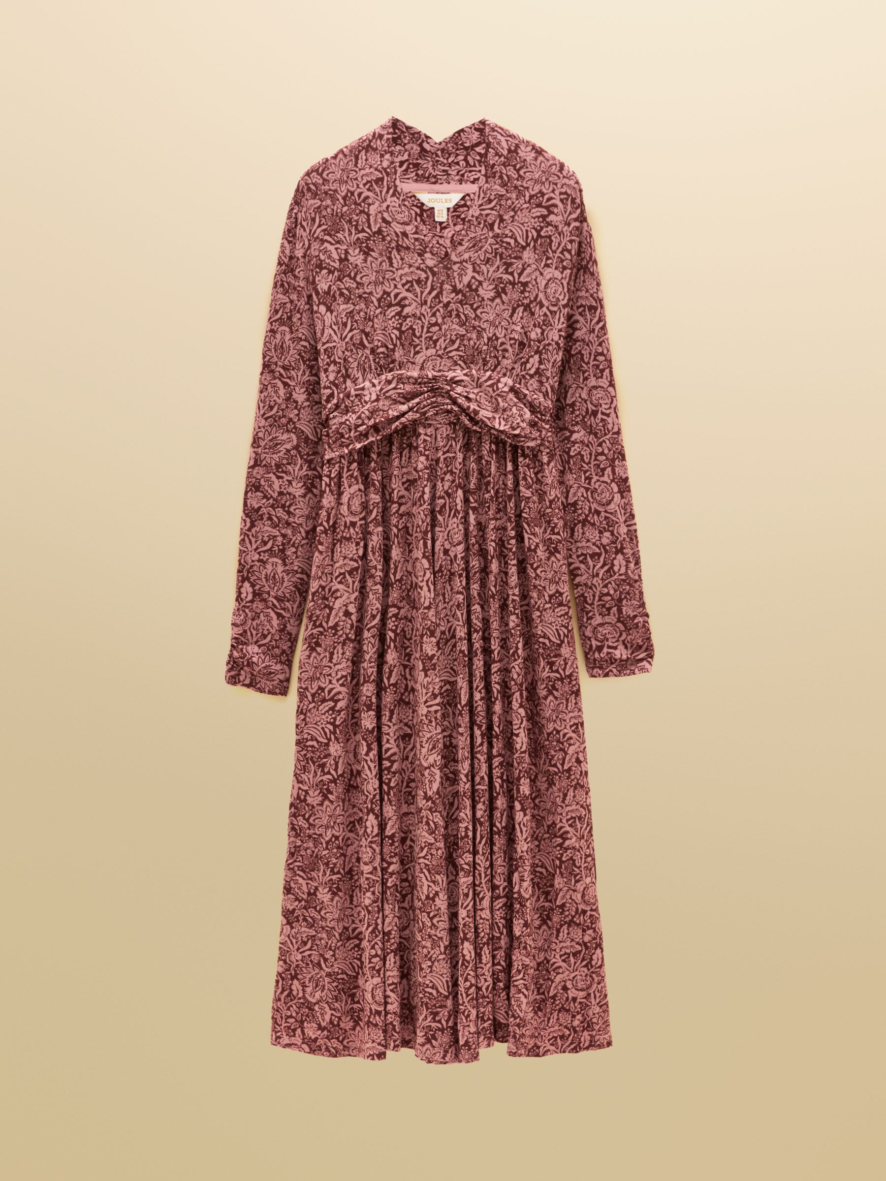 Mina Brown Jersey V Neck Ruched Waist Midi Dress - Image 8 of 8