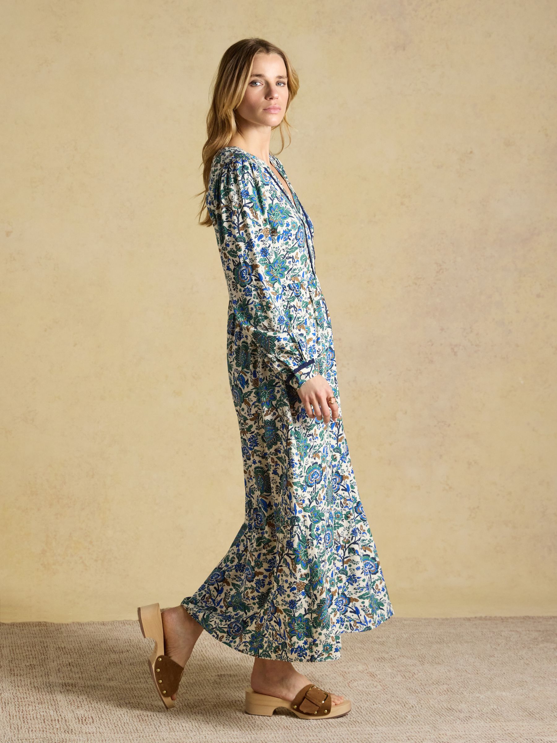 Bethany Blue Floral Lace Trim Dress - Image 5 of 8