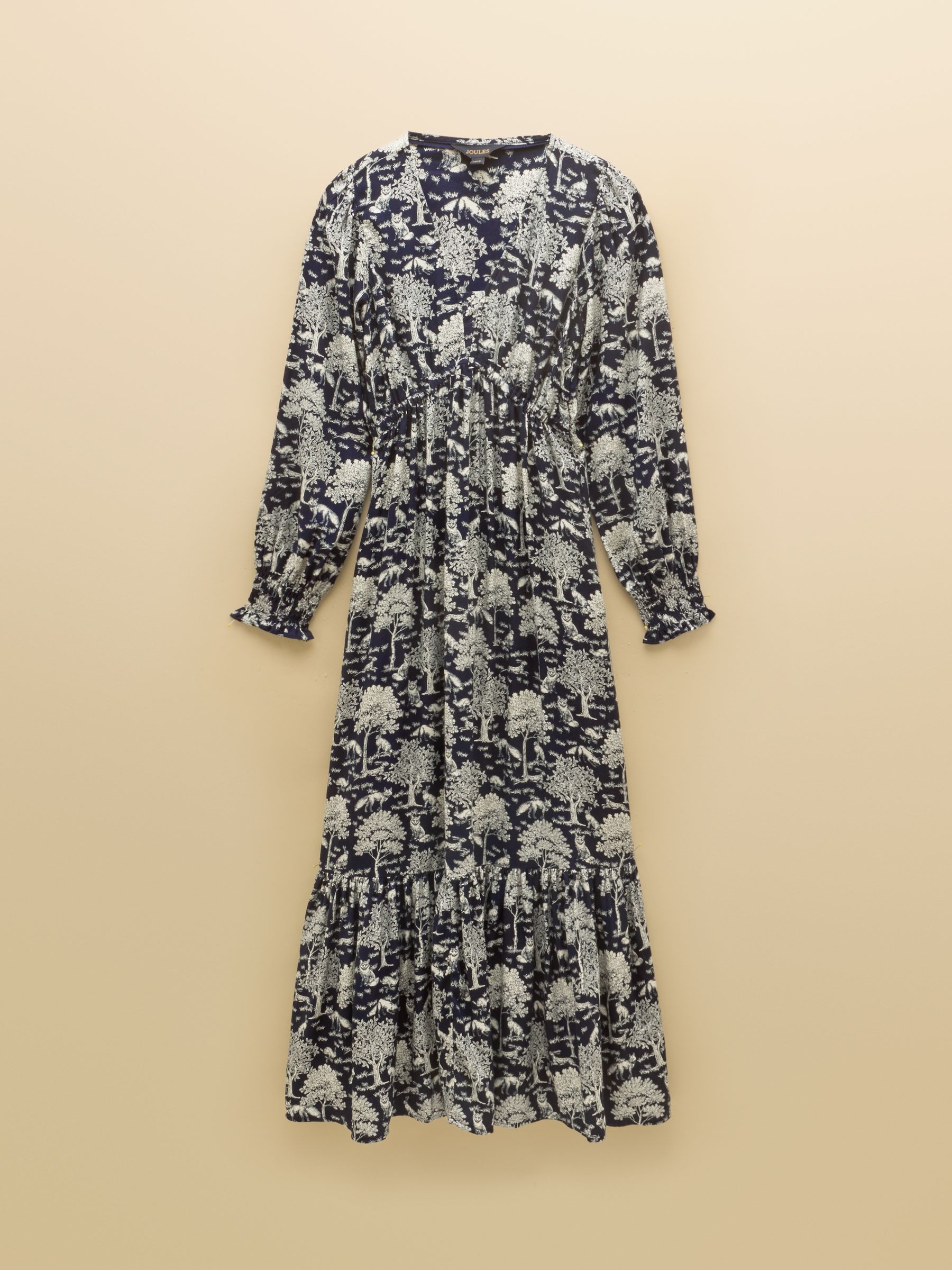 Etta Navy Woodland Print V Neck Dress - Image 8 of 8