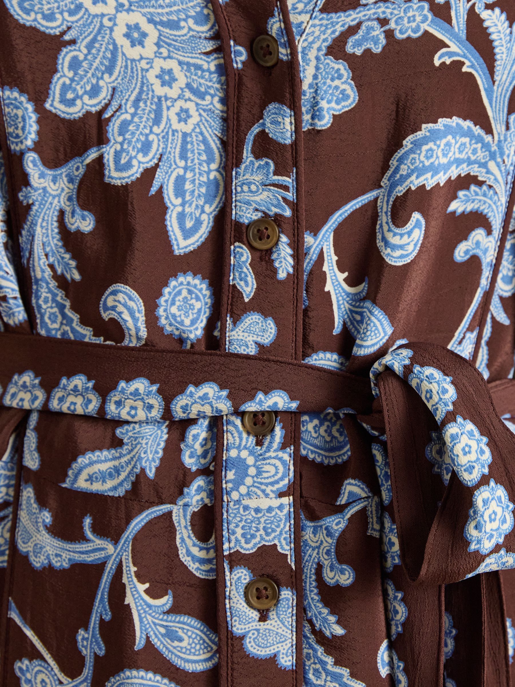 Piper Chocolate Brown Floral Western Shirt Dress - Image 5 of 9