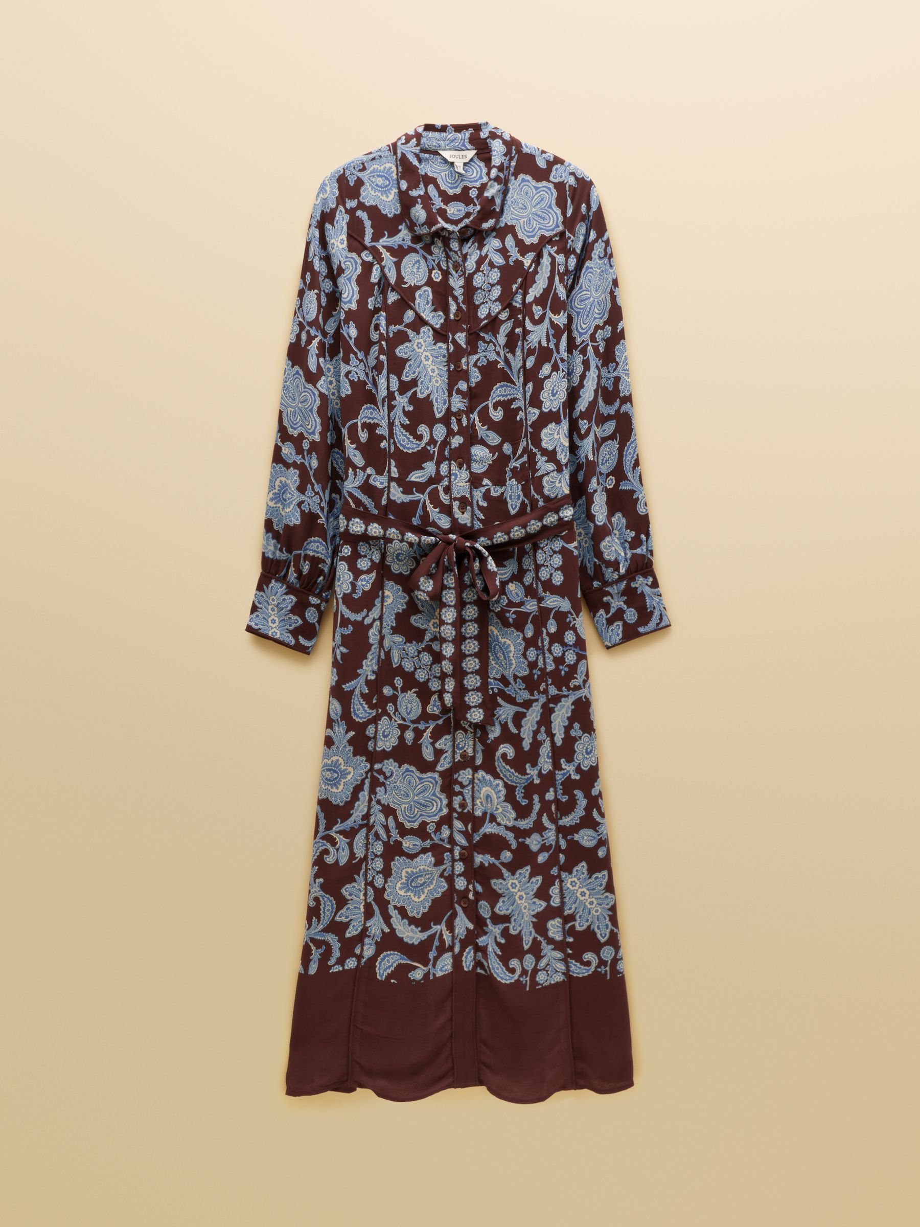 Piper Chocolate Brown Floral Western Shirt Dress - Image 9 of 9