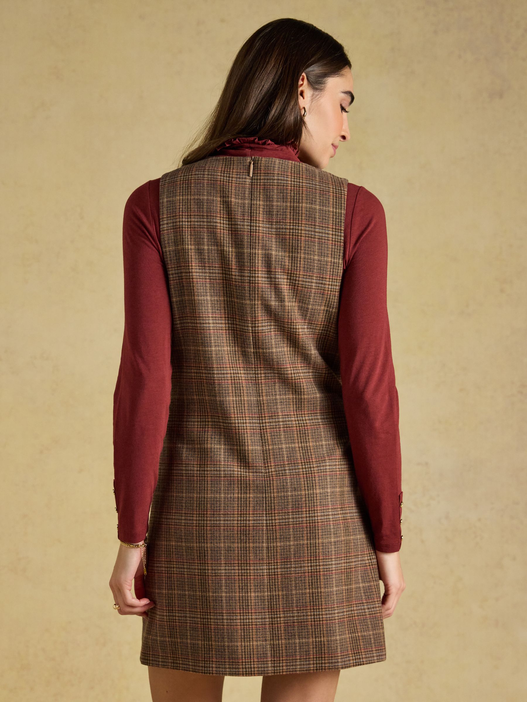 Edwina Brown Check Tweed Shift Dress - Image 2 of 8