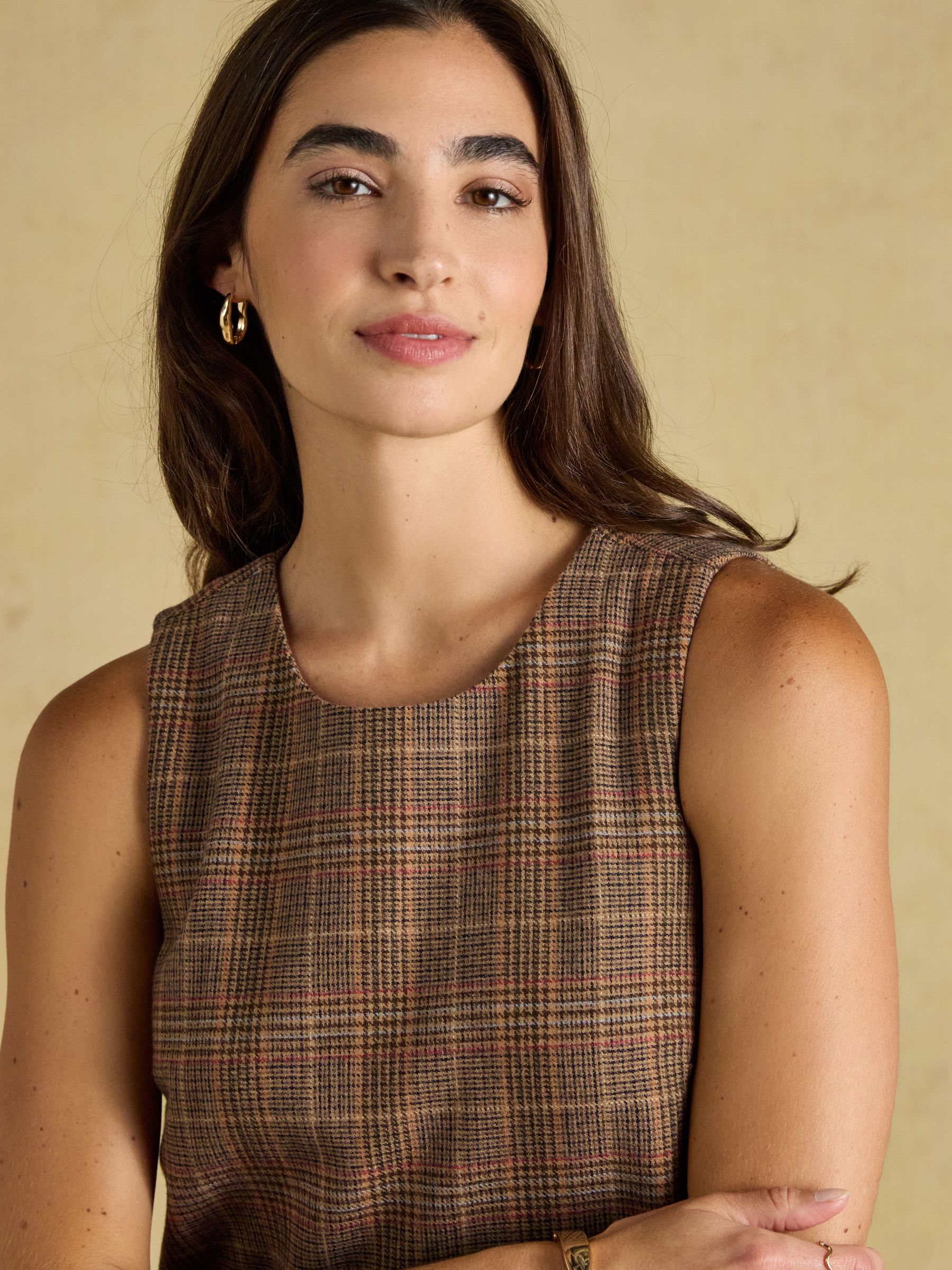 Edwina Brown Check Tweed Shift Dress - Image 3 of 8