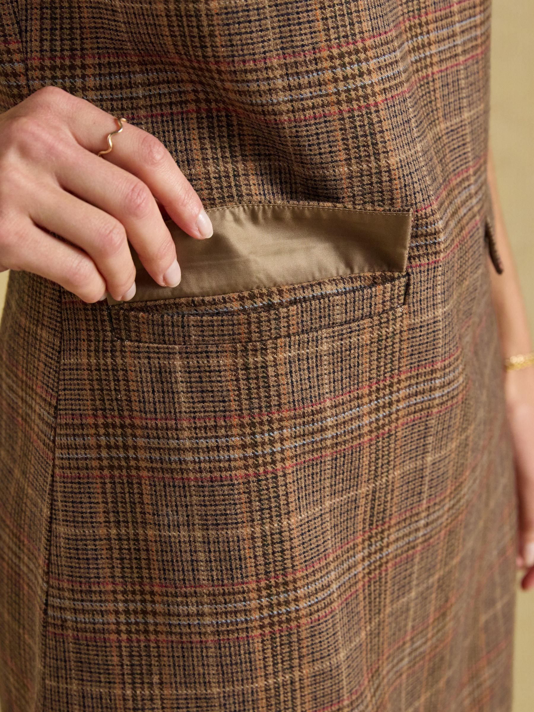 Edwina Brown Check Tweed Shift Dress - Image 4 of 8