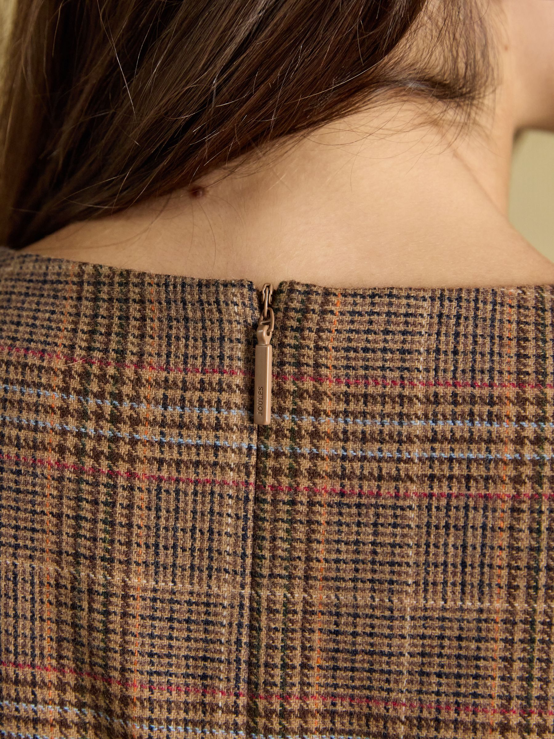Edwina Brown Check Tweed Shift Dress - Image 6 of 8