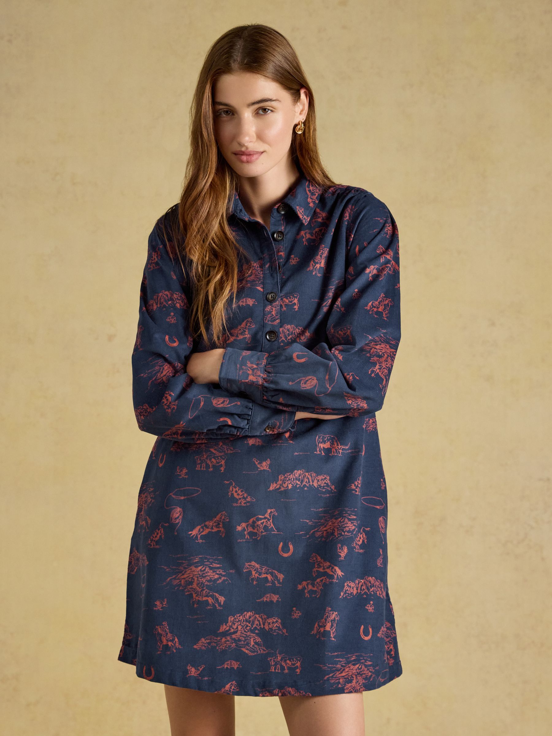 Maple Navy Cord Shift Dress - Image 1 of 7