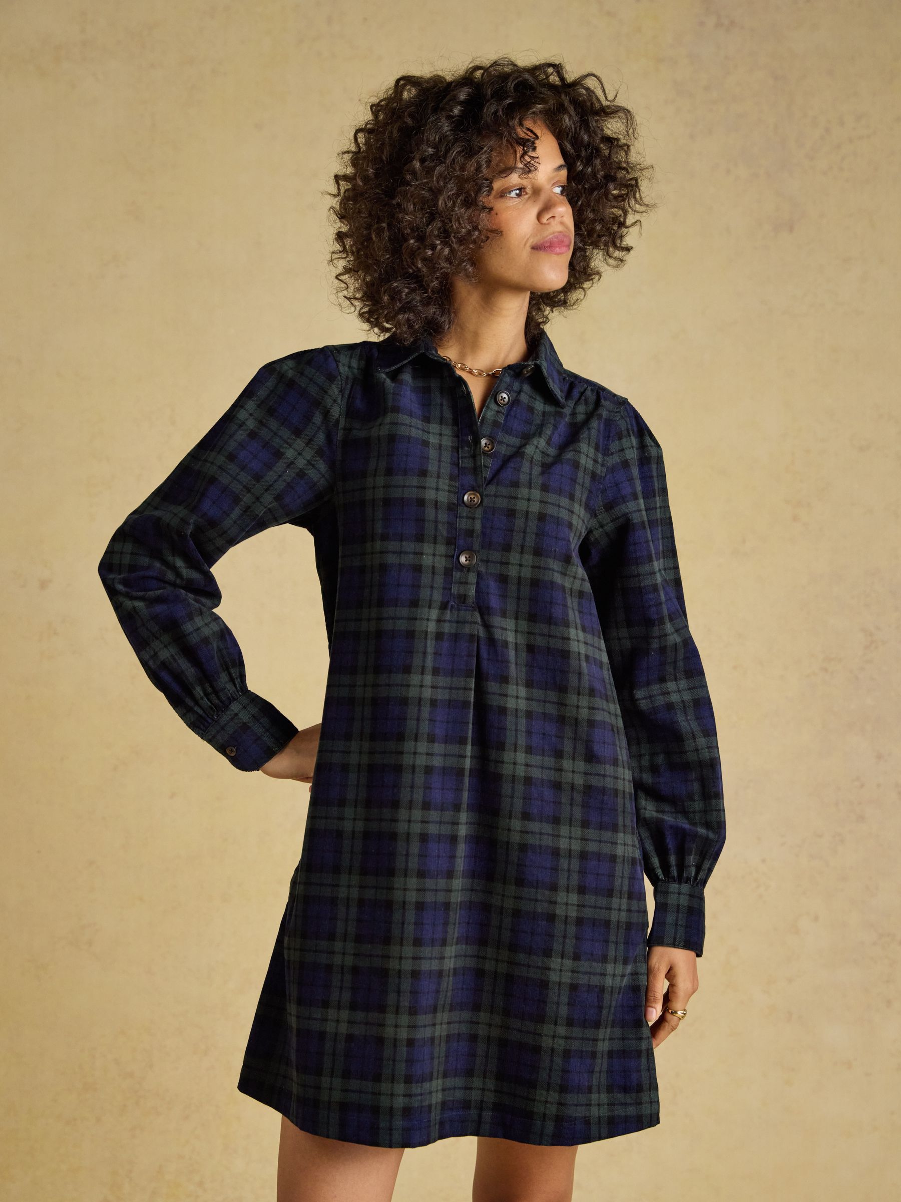 Maple Blue/Green Check Cord Shift Dress - Image 1 of 6 Maple Blue/Green Check Cord Shift Dress - Image 1 of 6