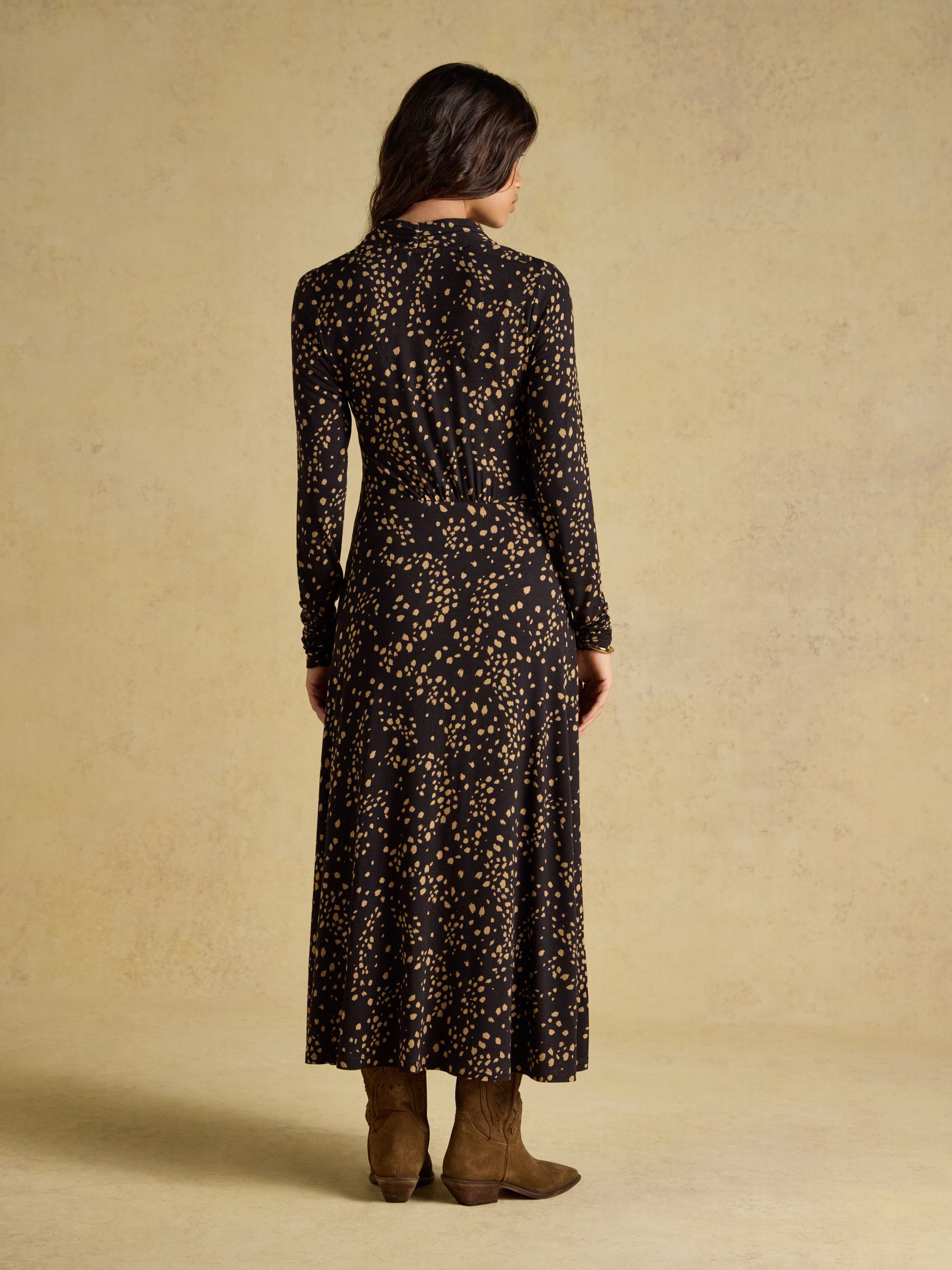 Anya Brown Spot Jersey Ruched Dress - Image 2 of 7 Anya Brown Spot Jersey Ruched Dress - Image 2 of 7
