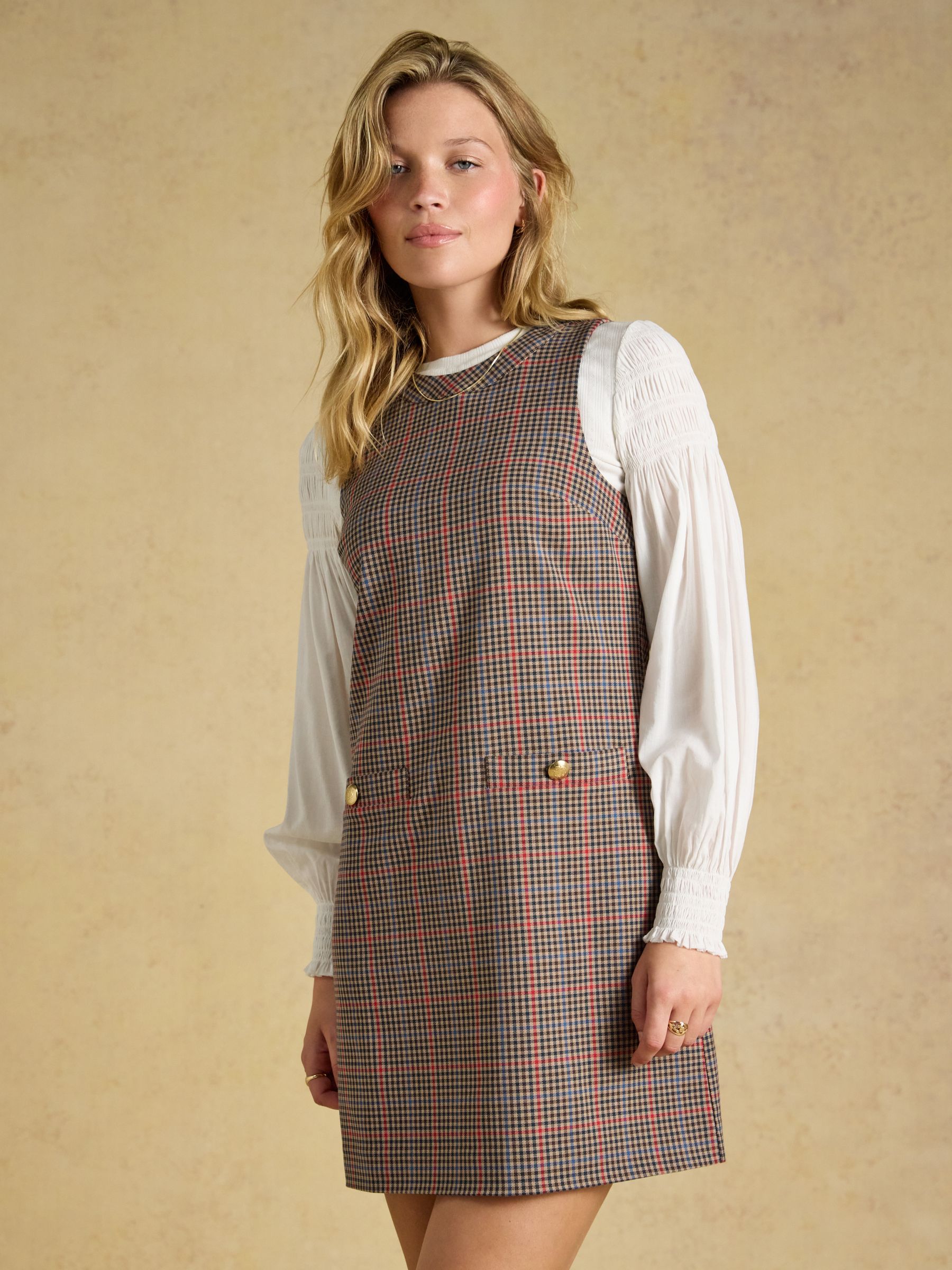 Beatrice Brown Check Shift Dress - Image 1 of 7