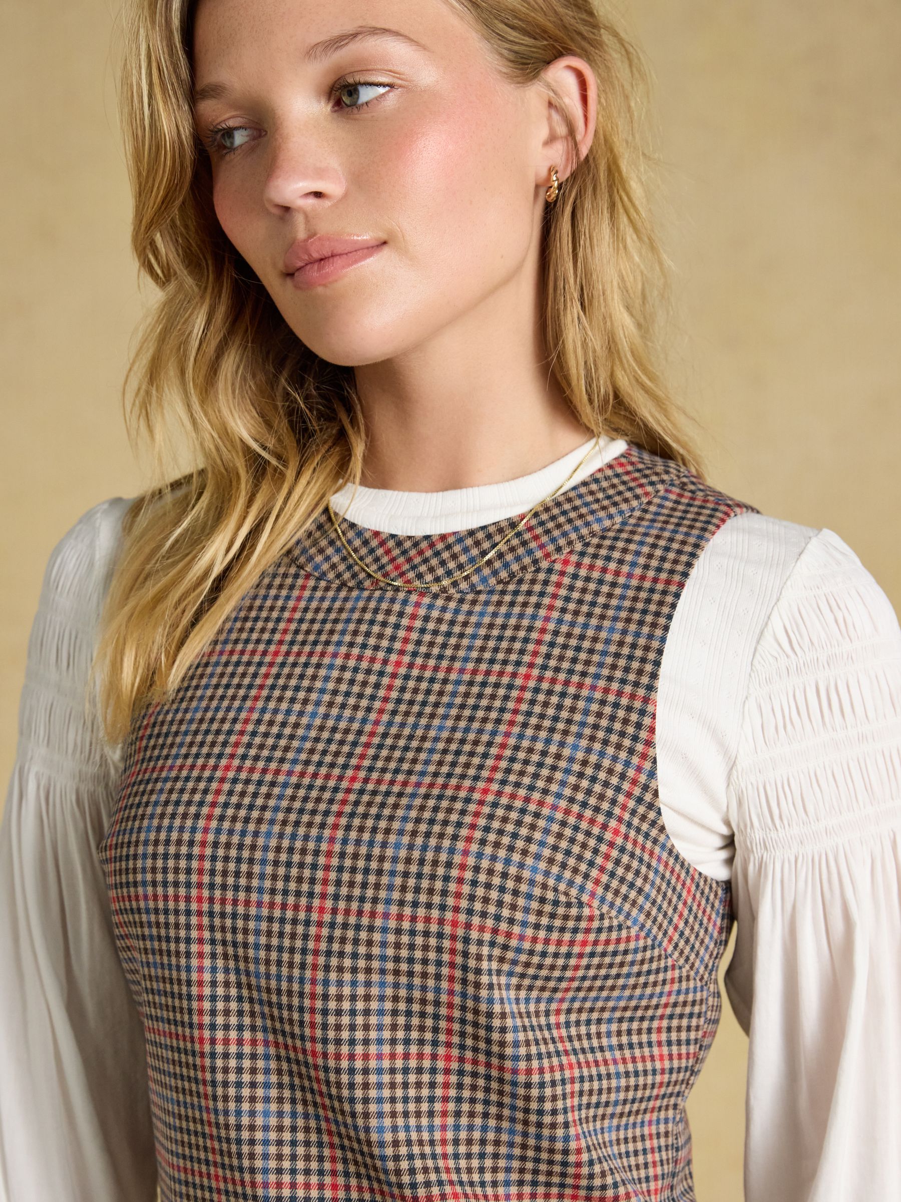 Beatrice Brown Check Shift Dress - Image 4 of 7