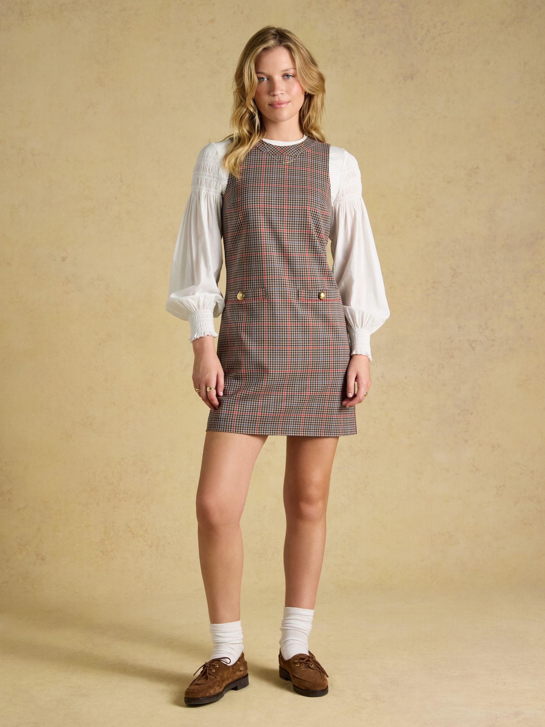 Beatrice Brown Check Shift Dress - Image 6 of 7
