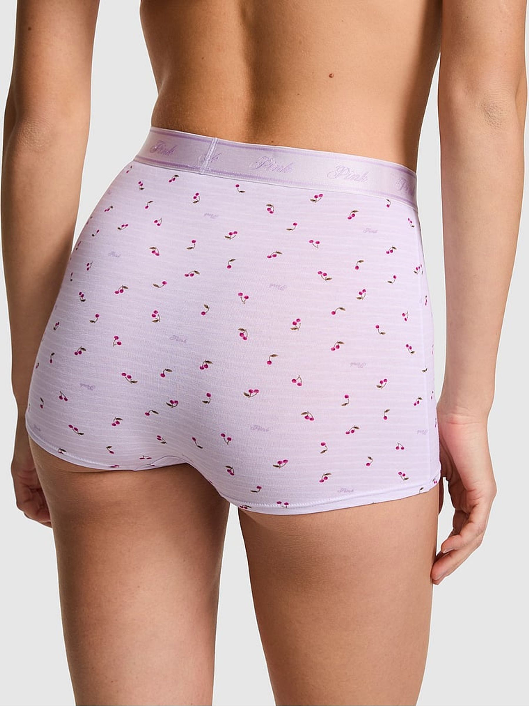 Purple Whisper Cherry Print High Waist Cotton Logo Knickers - Image 2 of 2