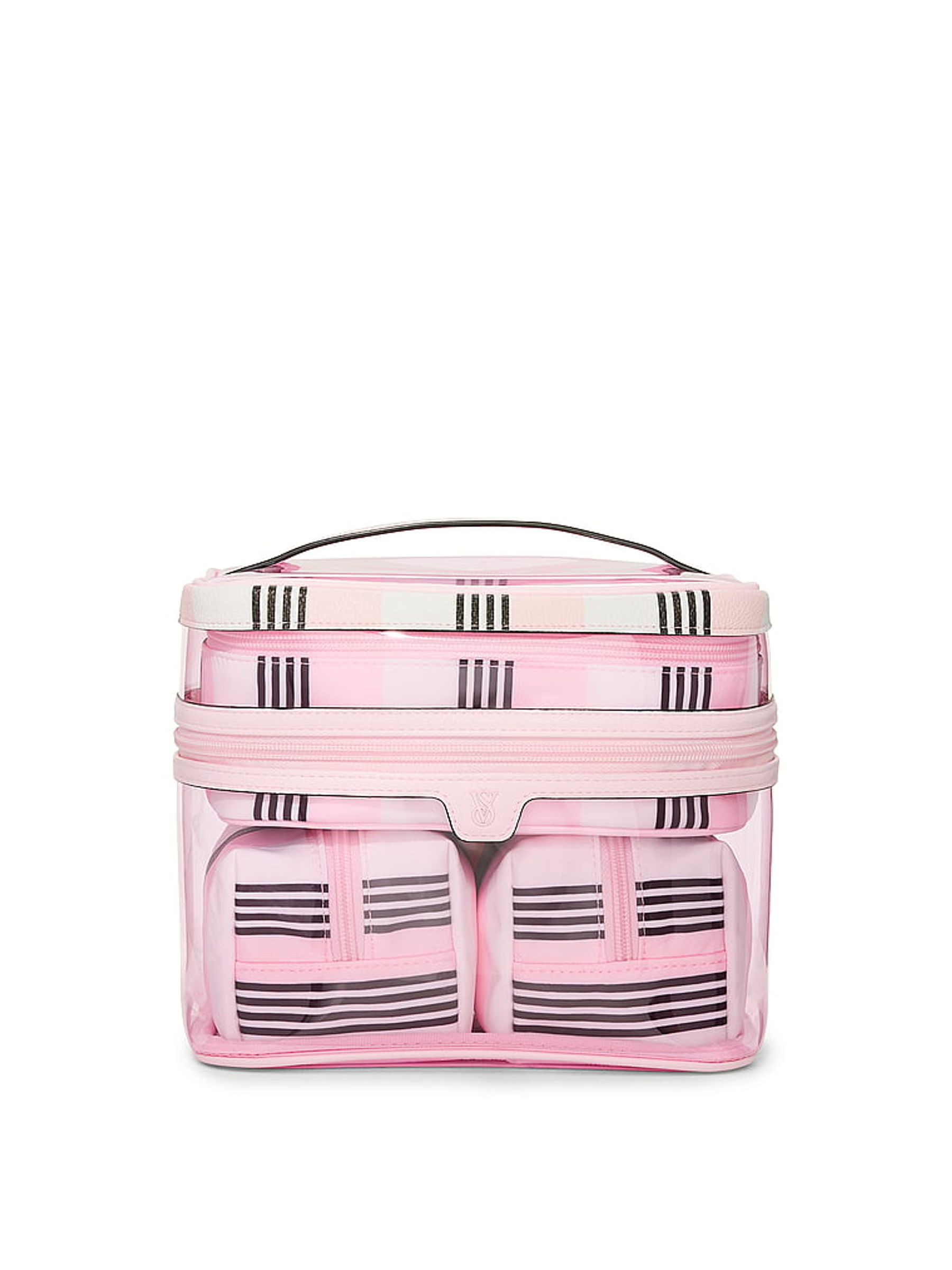 Pink and Black Stripe 4In1 MakeUp Bag - Image 1 of 3