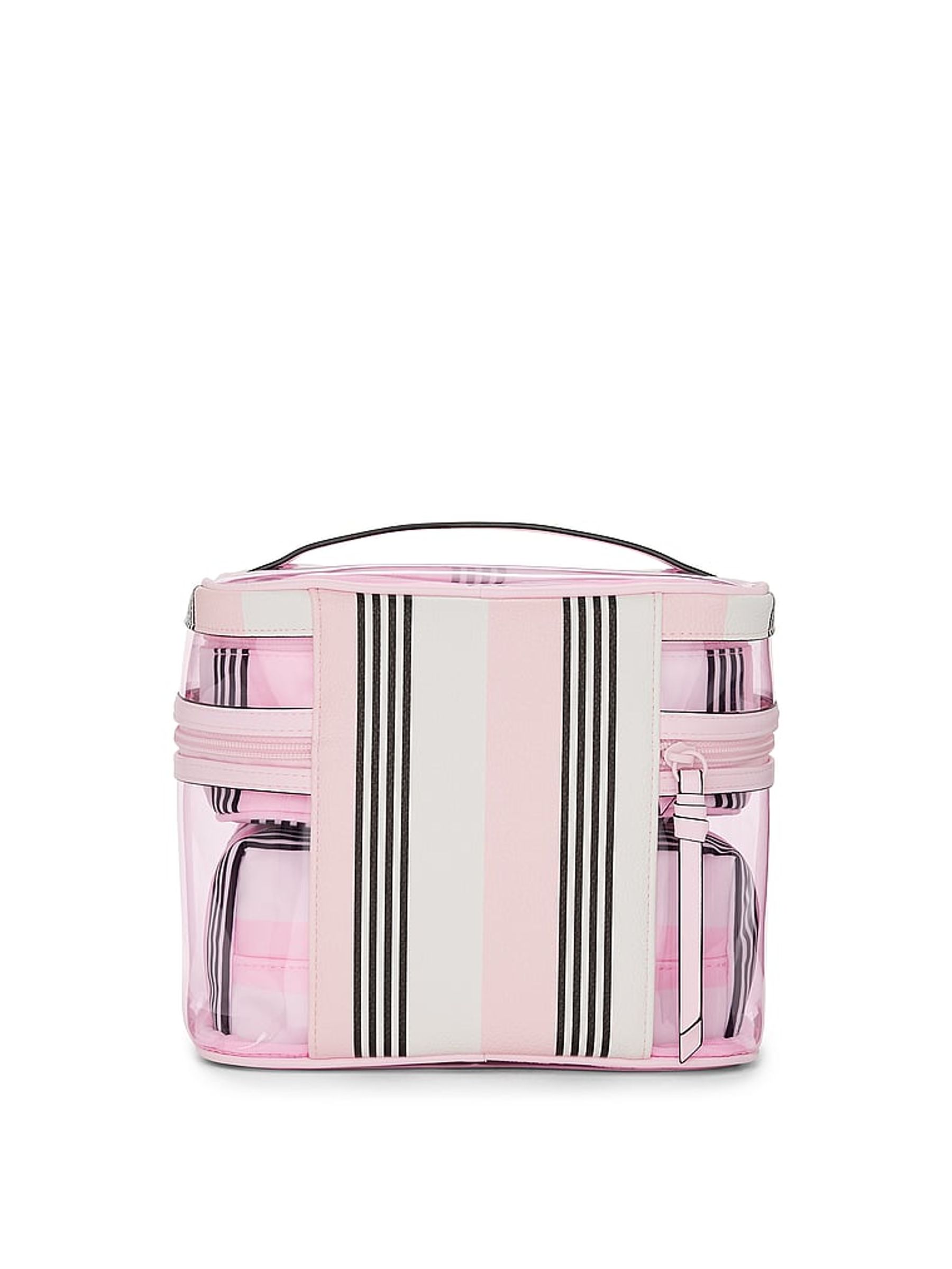 Pink and Black Stripe 4In1 MakeUp Bag - Image 2 of 3 Pink and Black Stripe 4In1 MakeUp Bag - Image 2 of 3