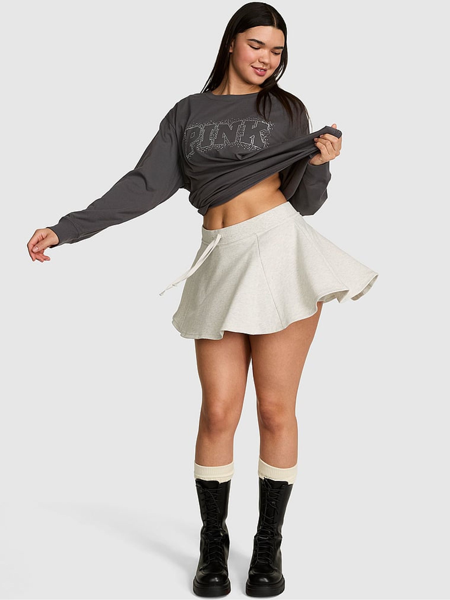 Snow Heather Grey Mini Skirt - Image 1 of 2