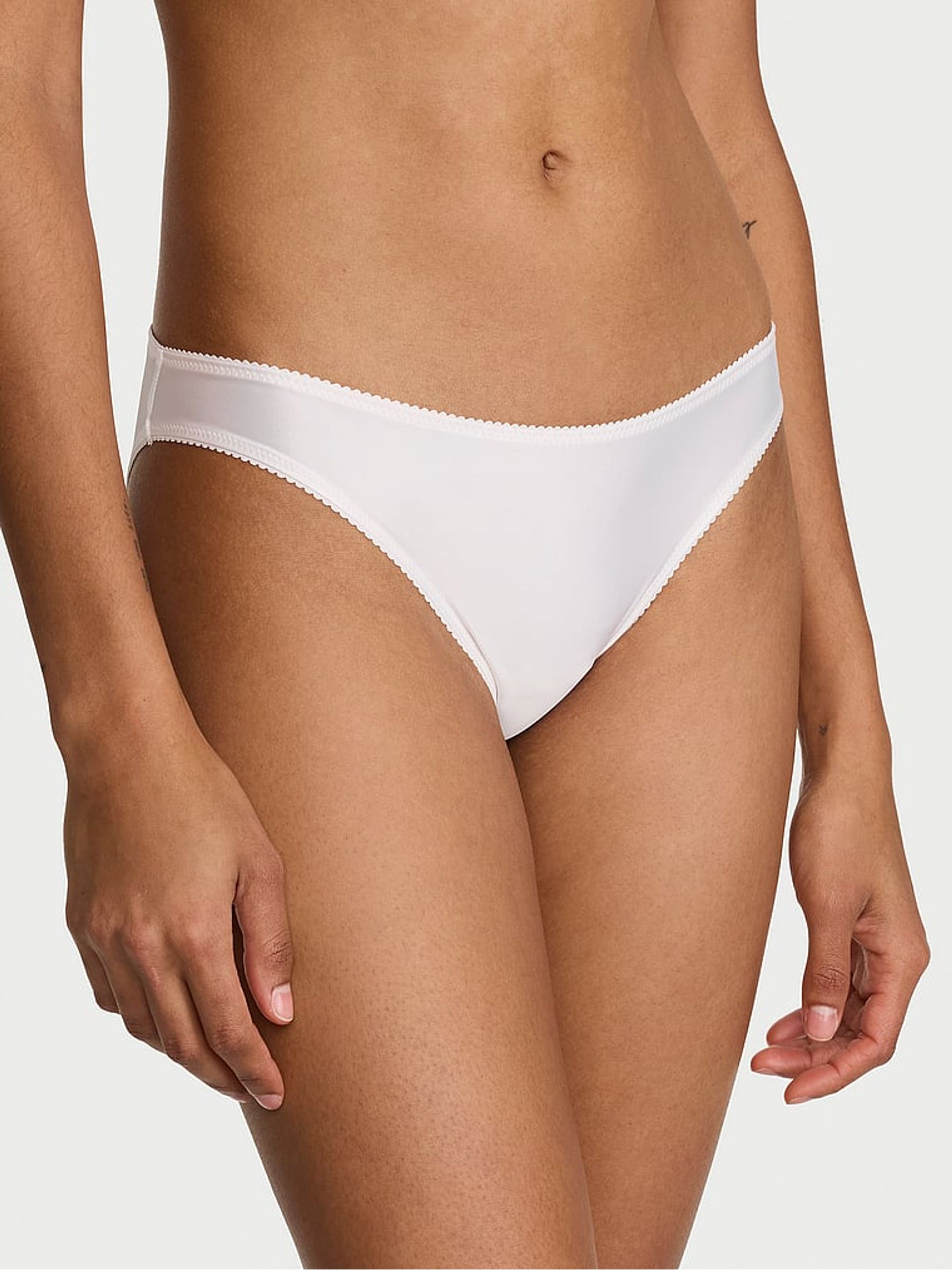 Coconut White Bikini Satin & Mesh Bride Knickers - Image 1 of 3