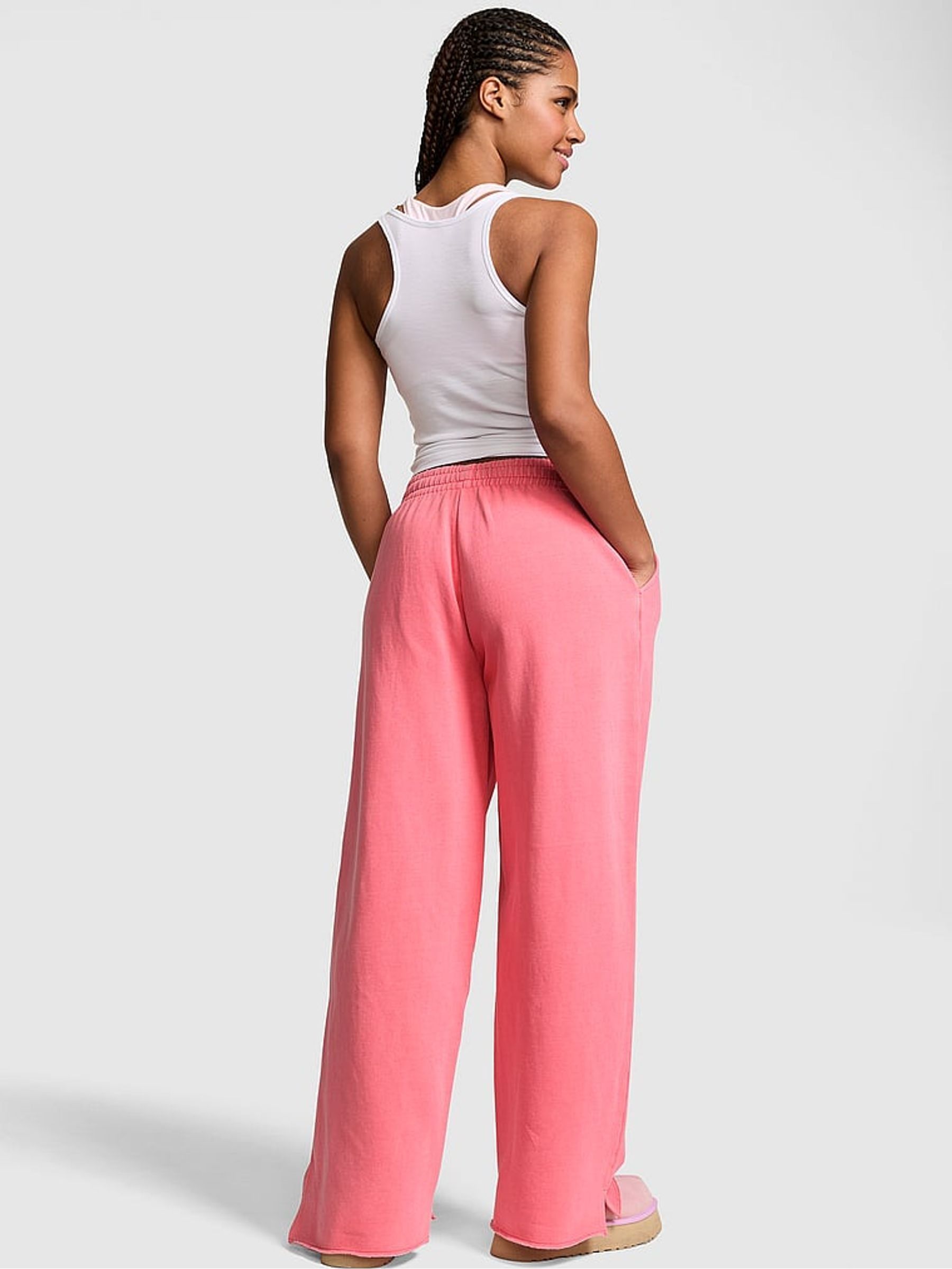 Vivid Pink Wide Leg Fleece Joggers - Image 2 of 3